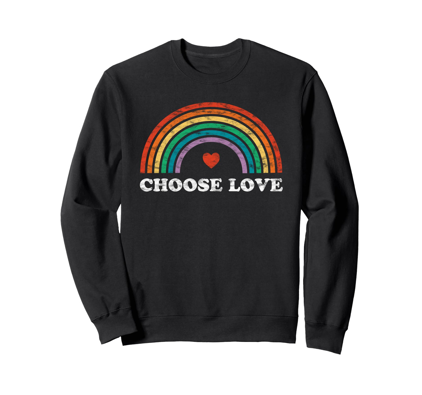 Rainbow Love Heart Pride Lgbtqia Ally Sweatshirt - Unique Graphic Unisex - T-Shirt, Sweatshirt, Hoodie