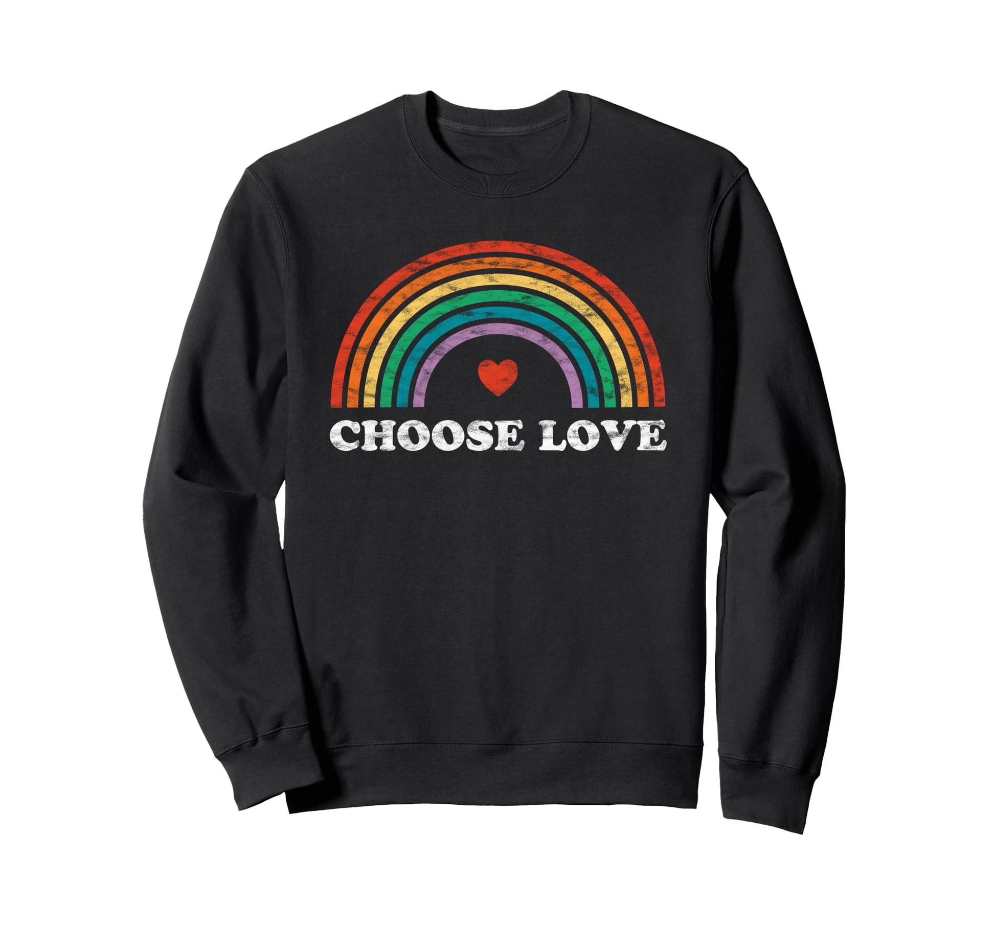 Rainbow Love Heart Pride Lgbtqia Ally Sweatshirt - Unique Graphic Unisex - T-Shirt, Sweatshirt, Hoodie