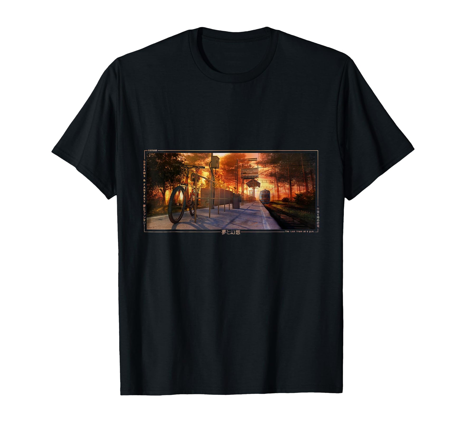 Anime Train Station Vaporwave T-Shirt - Casual Everyday Wear for Adults - T-Shirt, Sweatshirt, Hoodie