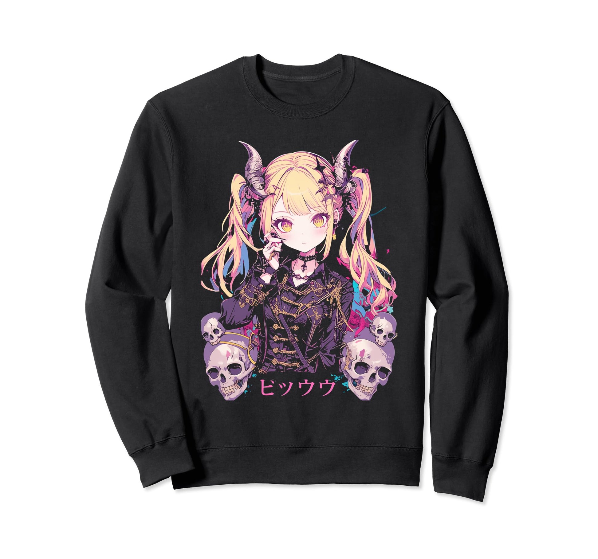 Goth Grunge Demon Anime Waifu Horror Sweatshirt - Trendy Graphic Men Women - T-Shirt, Sweatshirt, Hoodie