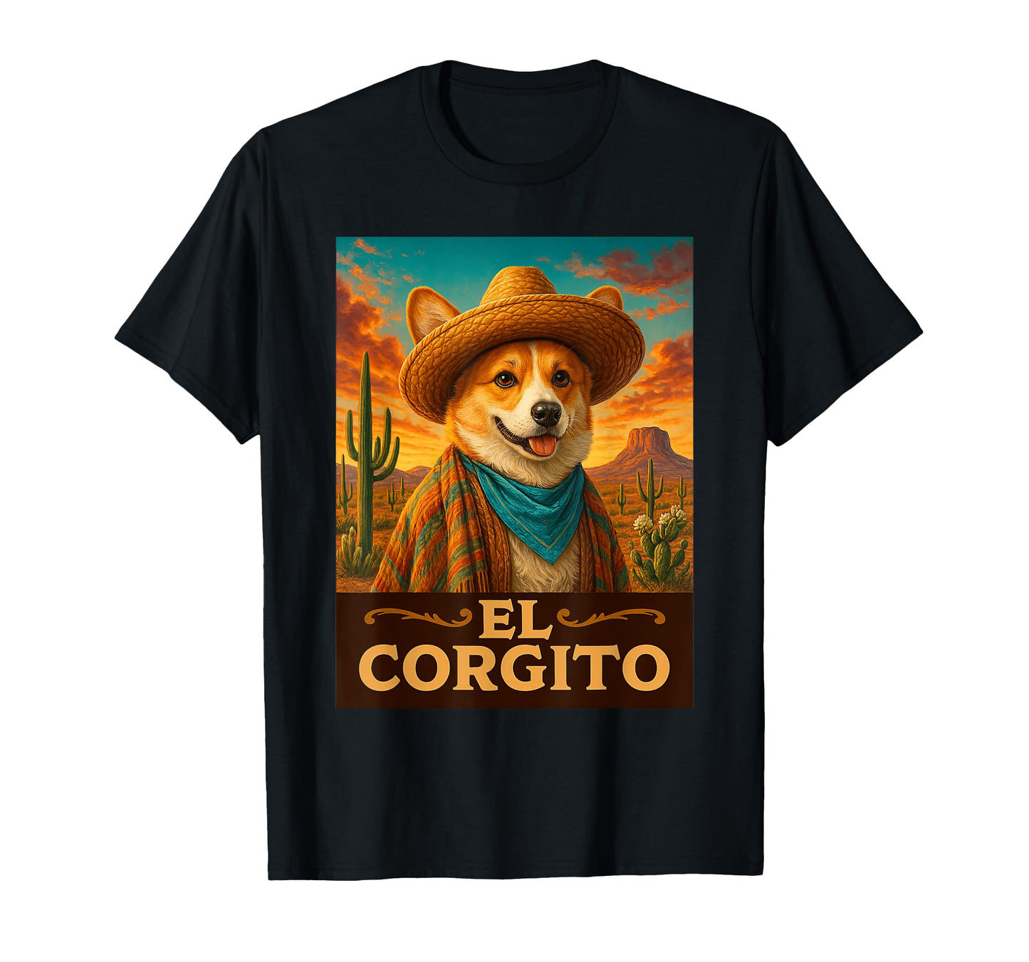 Corgi El Corgito Wild West Cowboy T-Shirt - Trendy Graphic for Adults - T-Shirt, Sweatshirt, Hoodie