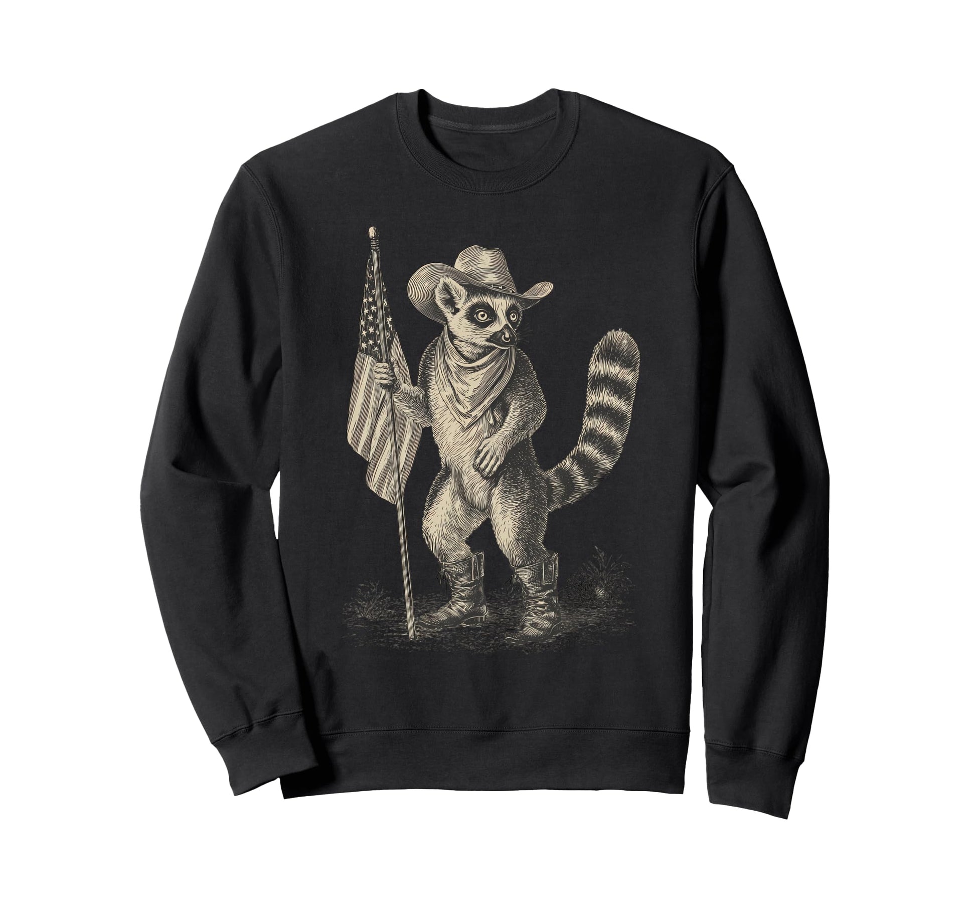 Country Cowboy Lemur Rodeo Cowgirl Sweatshirt - Graphic Print for Adults - T-Shirt, Sweatshirt, Hoodie