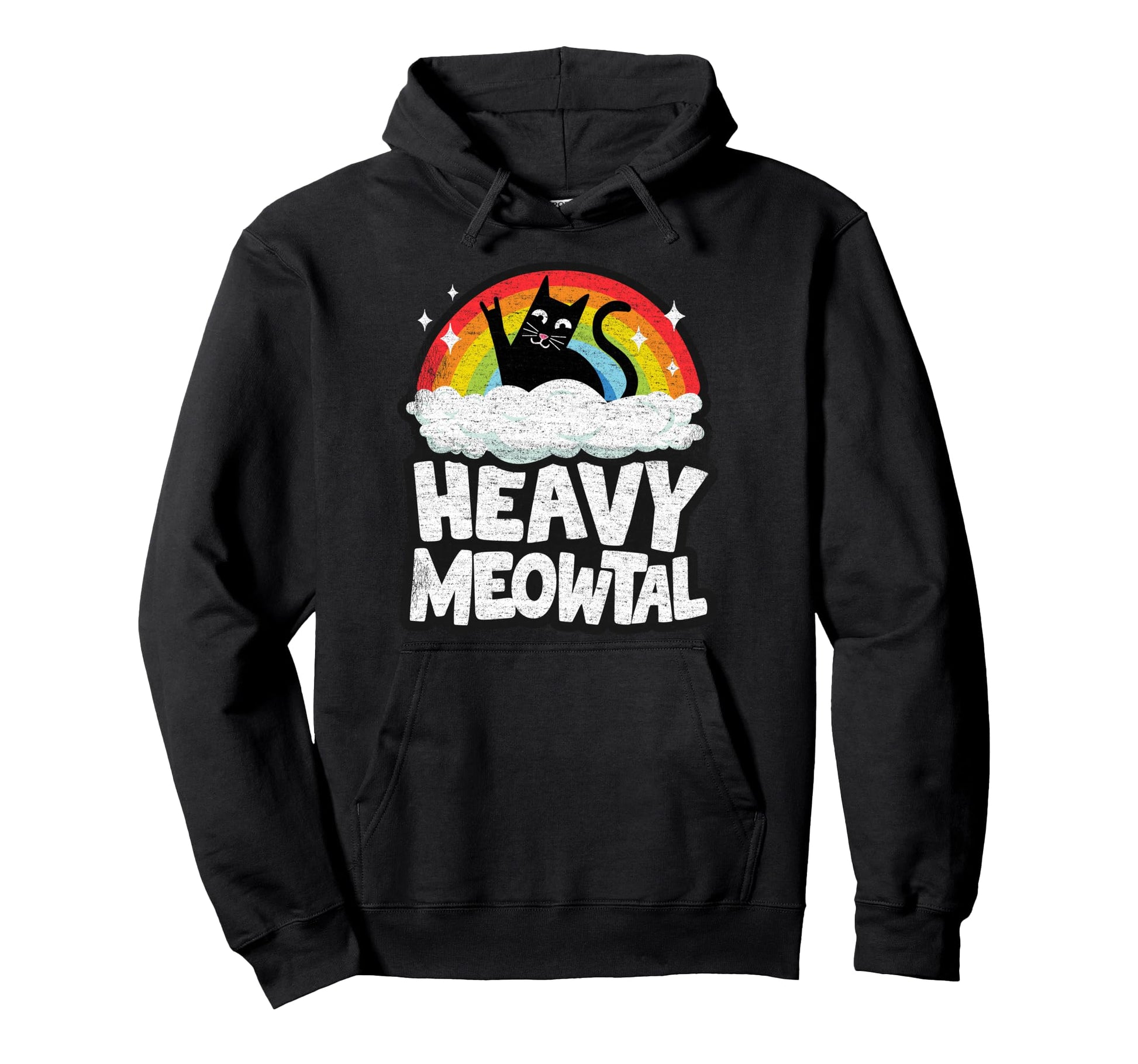 Funny Heavy Metal Art Cat Rainbow Cats Hoodie - Minimalist Print Unisex - T-Shirt, Sweatshirt, Hoodie