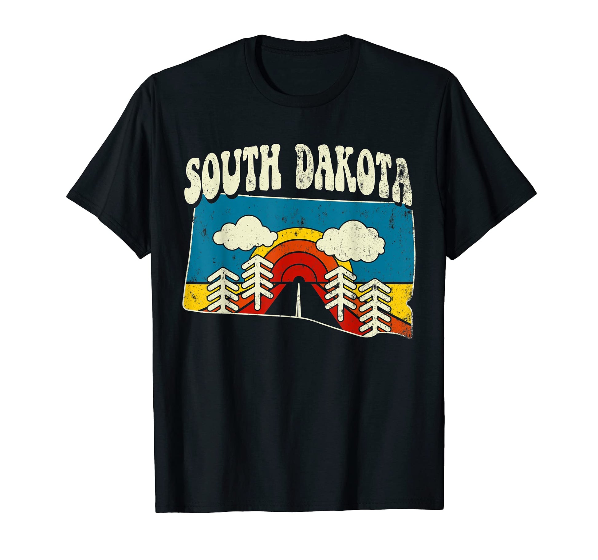 South Dakota State Rainbow Hippie 70S T-Shirt - Unique Graphic Men Women - T-Shirt, Sweatshirt, Hoodie
