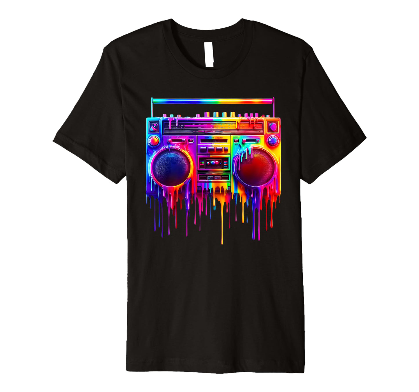 Dripping Paint Boombox Old School 80S T-Shirt - Unique Graphic Men Women - T-Shirt, Sweatshirt, Hoodie