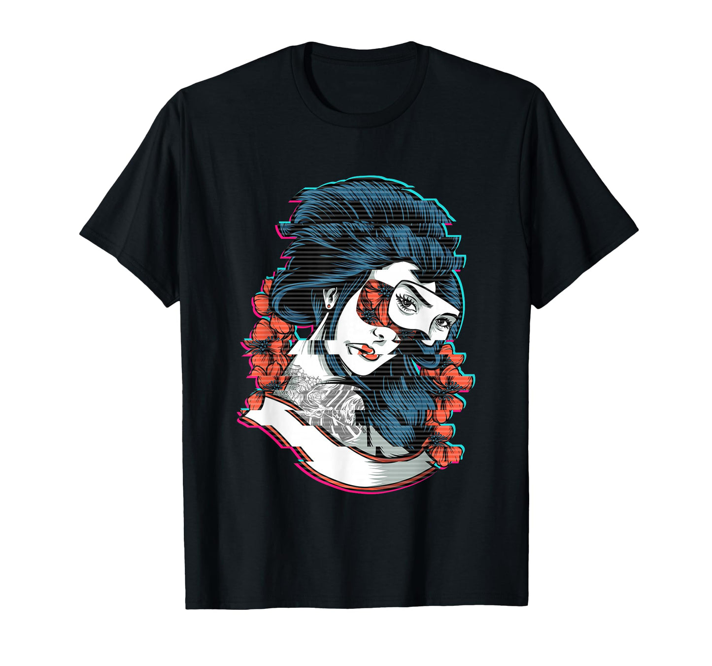 Geisha Soft Grunge Cherry Blossom T-Shirt - Custom Art Print Men Women - T-Shirt, Sweatshirt, Hoodie