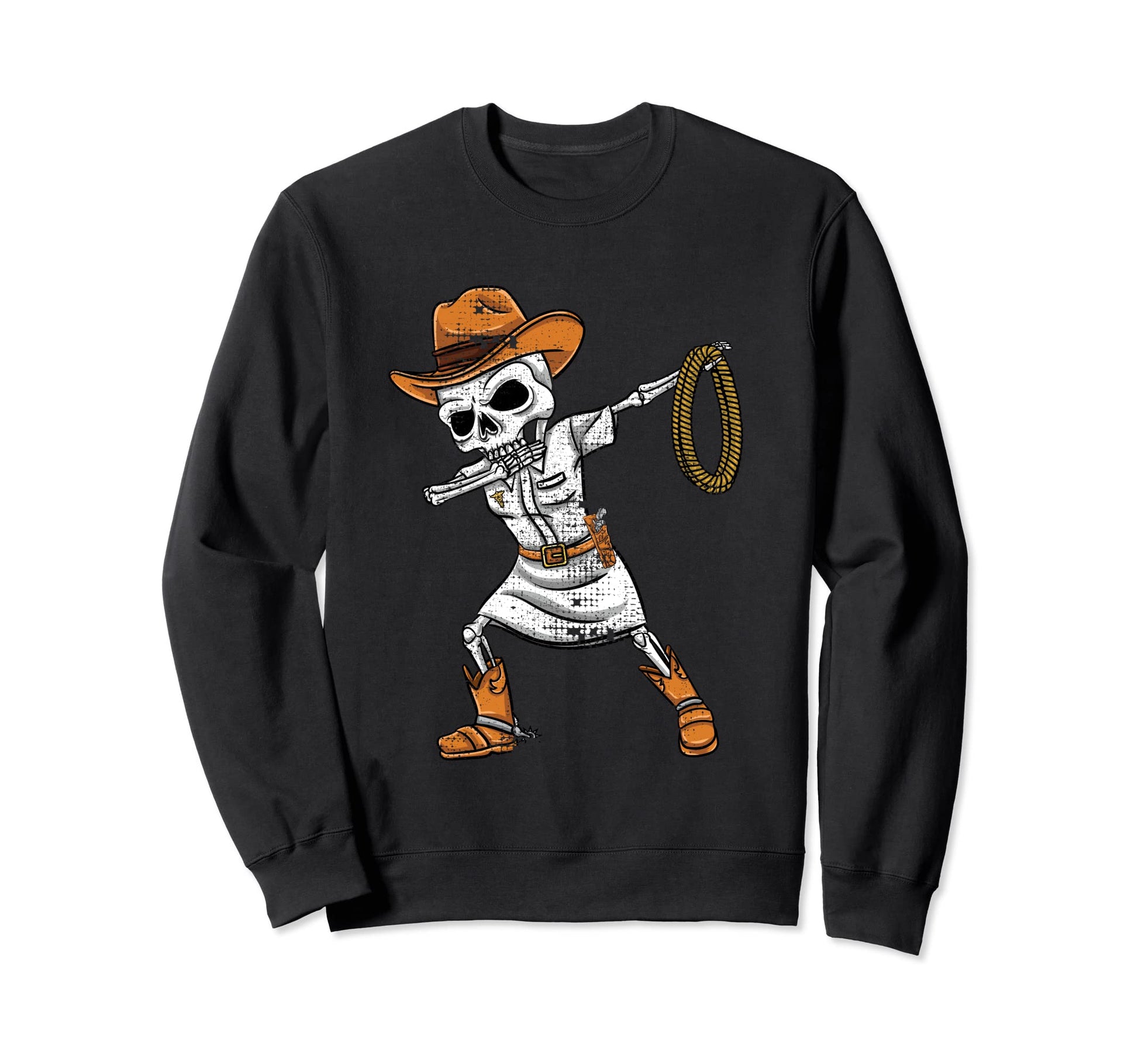 Dabbing Skeleton Nurse Cowboy Sweatshirt - Graphic Print Unisex - T-Shirt, Sweatshirt, Hoodie