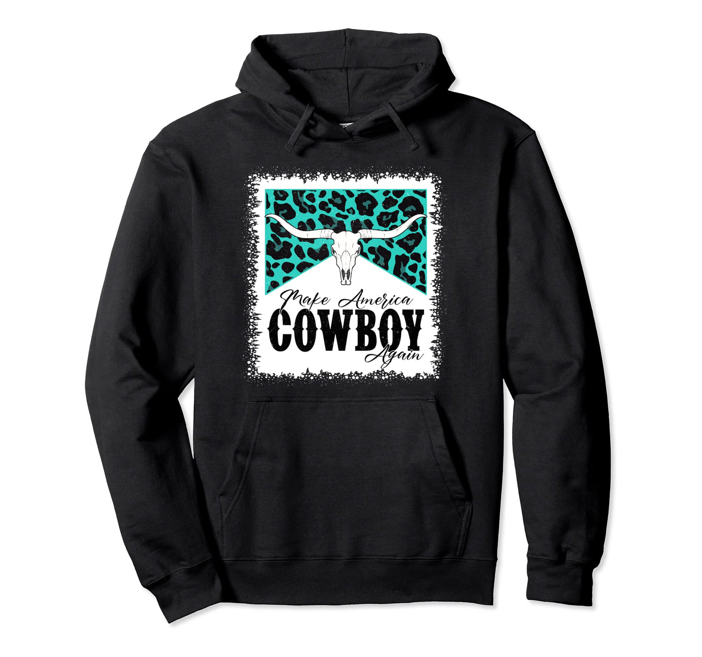 Bull Skull Leopard Bleached Makes America Hoodie - Unique Graphic Unisex - T-Shirt, Sweatshirt, Hoodie