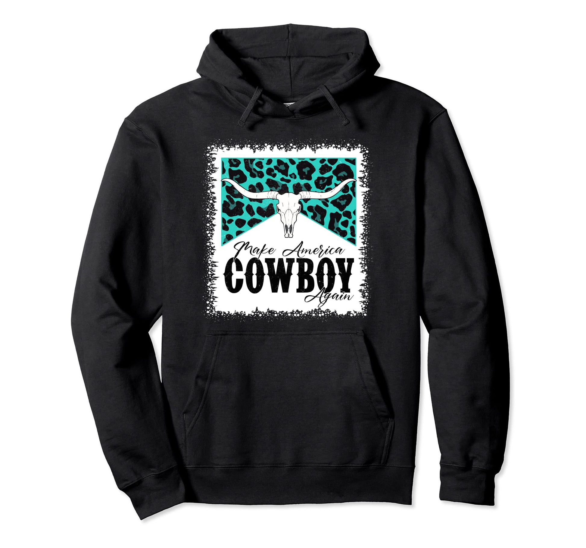 Bull Skull Leopard Bleached Makes America Hoodie - Unique Graphic Unisex - T-Shirt, Sweatshirt, Hoodie