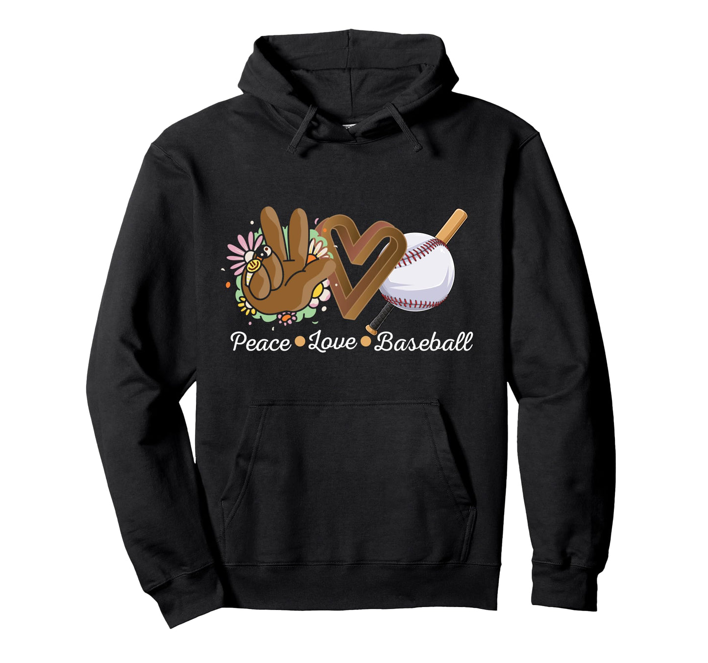 Peace Love Baseball Hoodie - Streetwear Style Unisex - T-Shirt, Sweatshirt, Hoodie