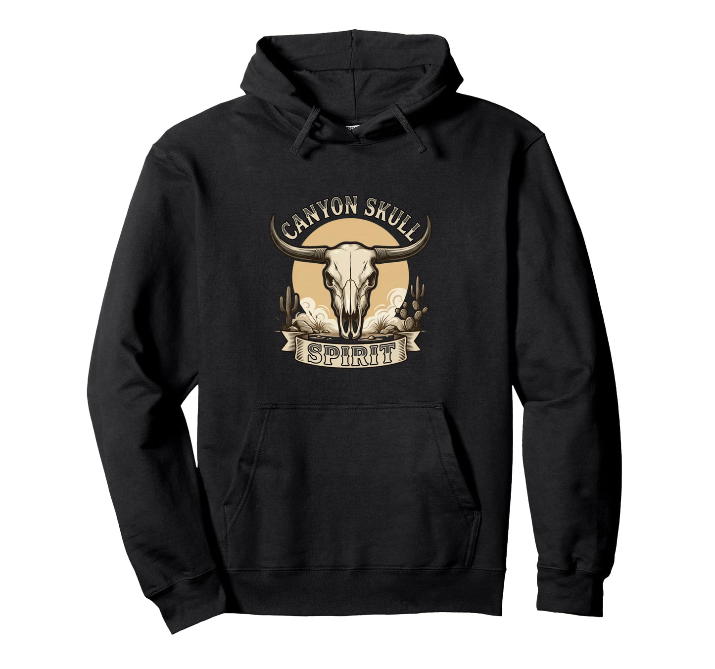 Canyon Skull Spirit Western Desert Hoodie - Minimalist Print for Adults - T-Shirt, Sweatshirt, Hoodie