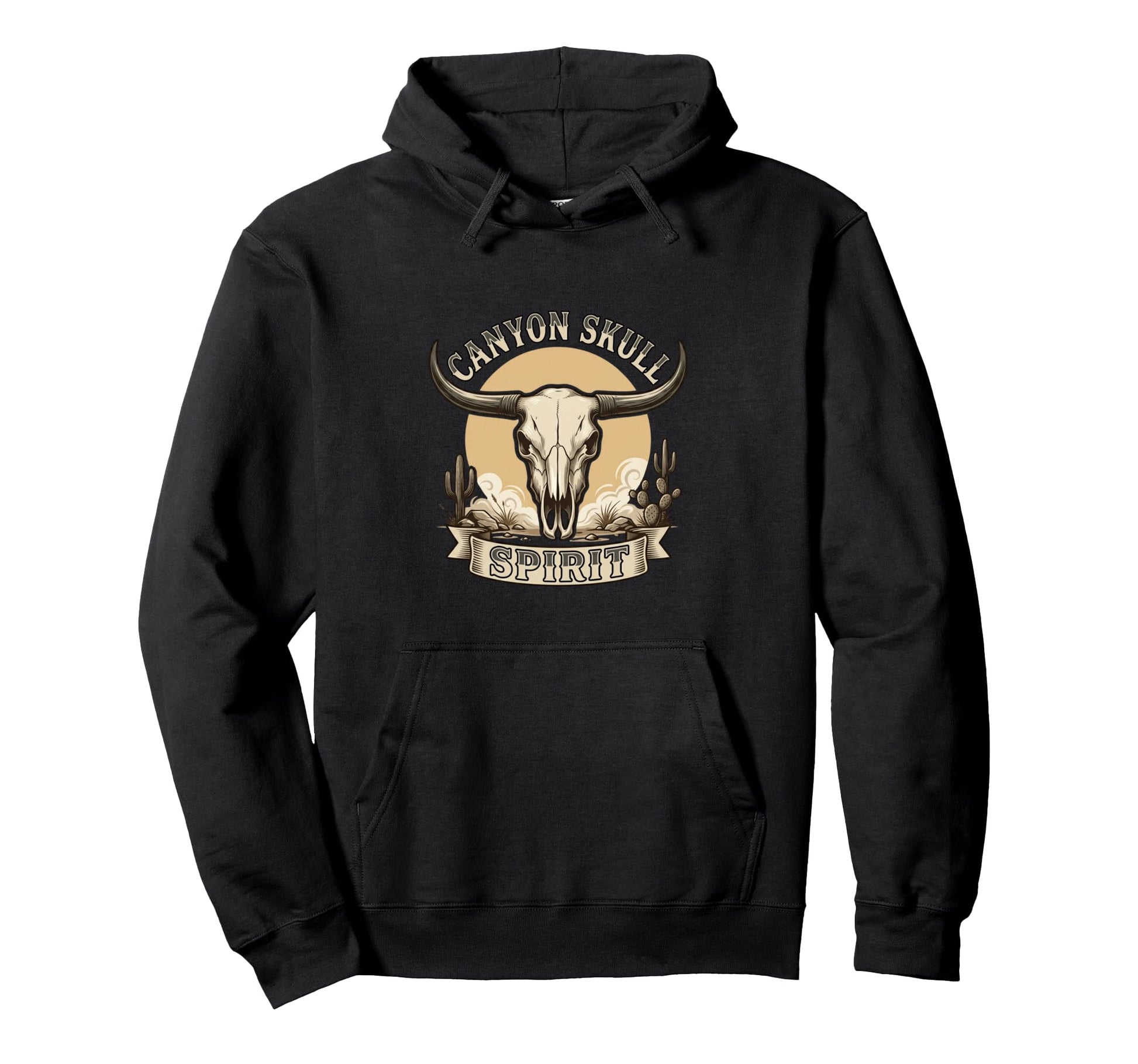 Canyon Skull Spirit Western Desert Hoodie - Minimalist Print for Adults - T-Shirt, Sweatshirt, Hoodie