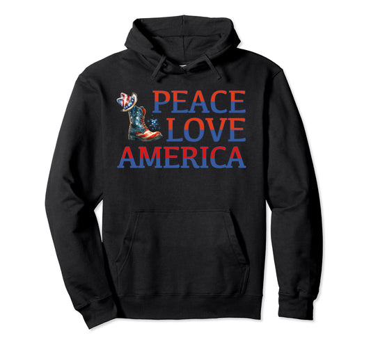 4Th July Cowboy Independence Day Peace Hoodie - Novelty Apparel Men Women - T-Shirt, Sweatshirt, Hoodie