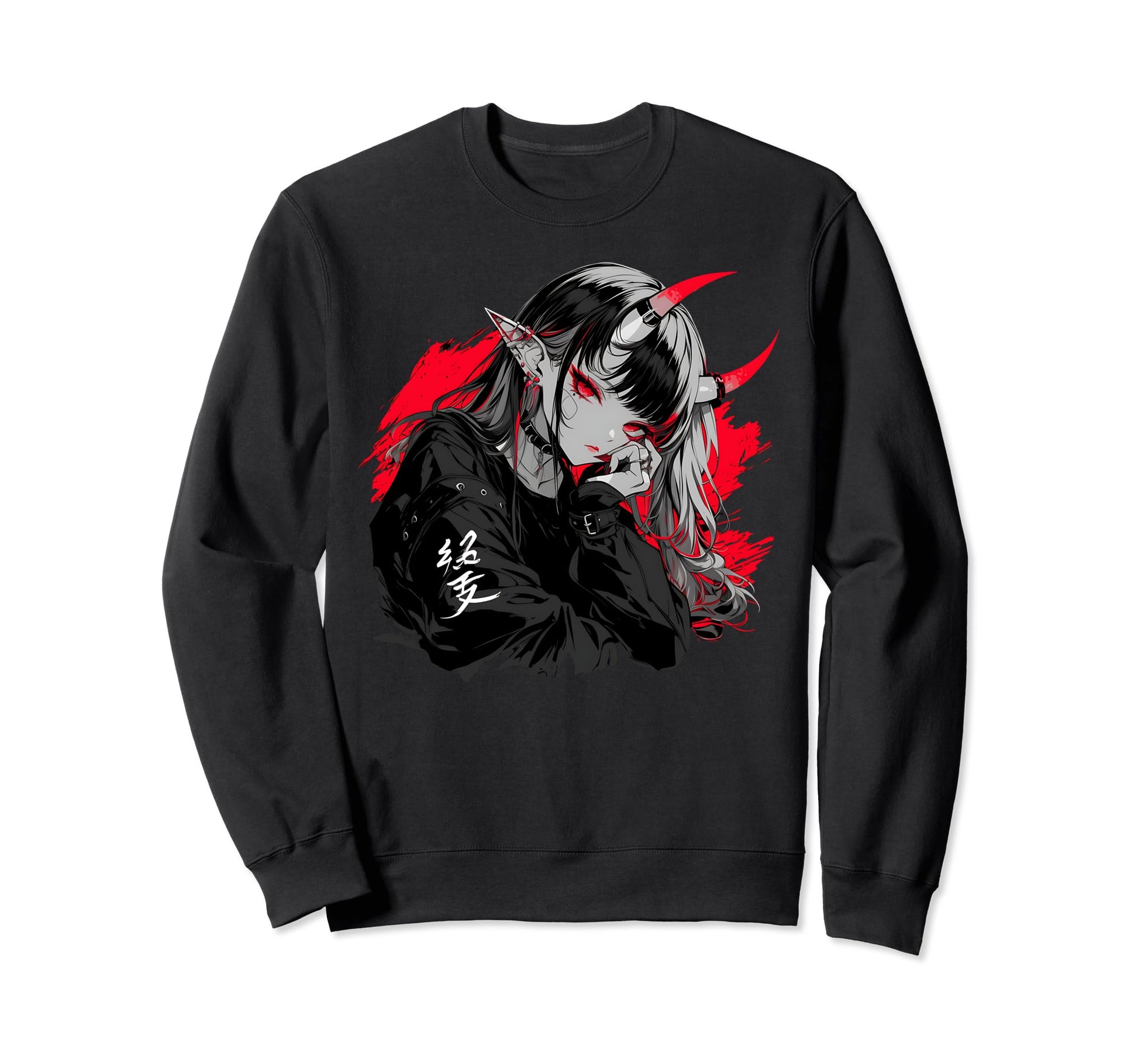 Goth Grunge Demon Anime Waifu Sweatshirt - Aesthetic Graphic for Adults - T-Shirt, Sweatshirt, Hoodie