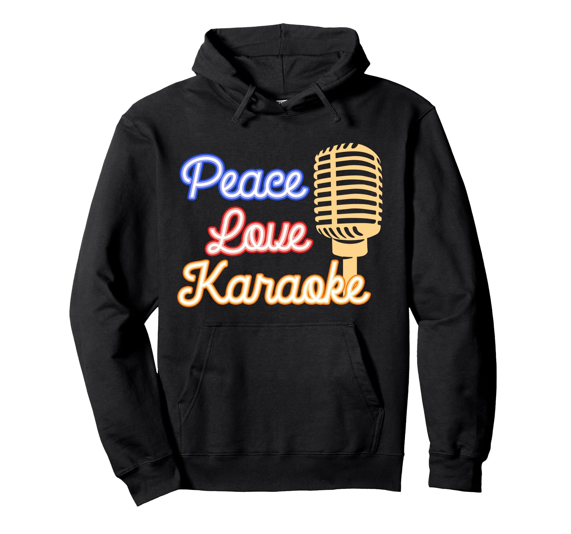Karaoke Singer 80S Peace Love Karaoke Hoodie - Trendy Graphic for Adults - T-Shirt, Sweatshirt, Hoodie