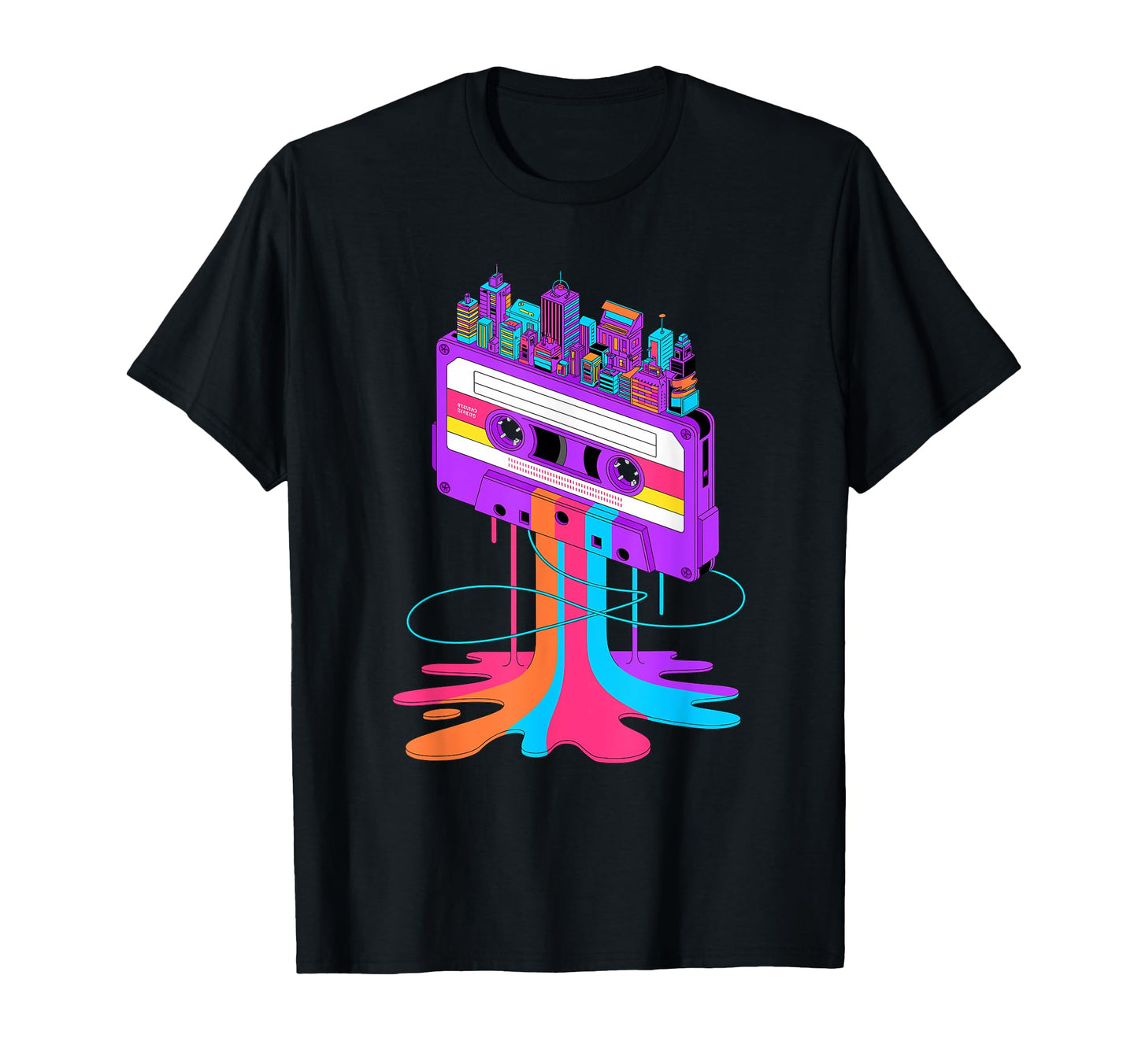 Dripping Paint Art Cassette Tape City T-Shirt - Aesthetic Graphic Unisex - T-Shirt, Sweatshirt, Hoodie