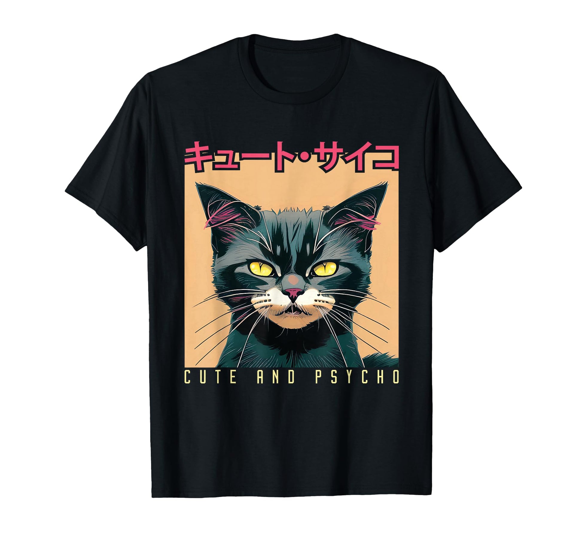 Japanese Anime Manga And Psycho Cat T-Shirt - Trendy Graphic for Adults - T-Shirt, Sweatshirt, Hoodie
