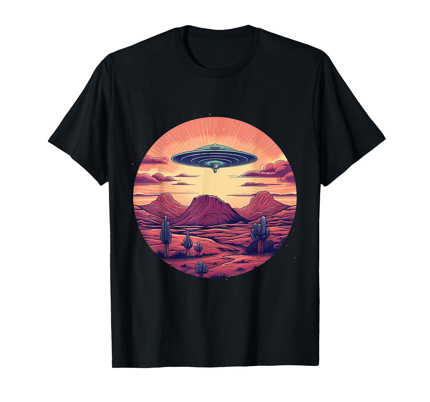 Cactus Western Desert Ufo Alien T-Shirt - Unique Graphic Men Women - T-Shirt, Sweatshirt, Hoodie