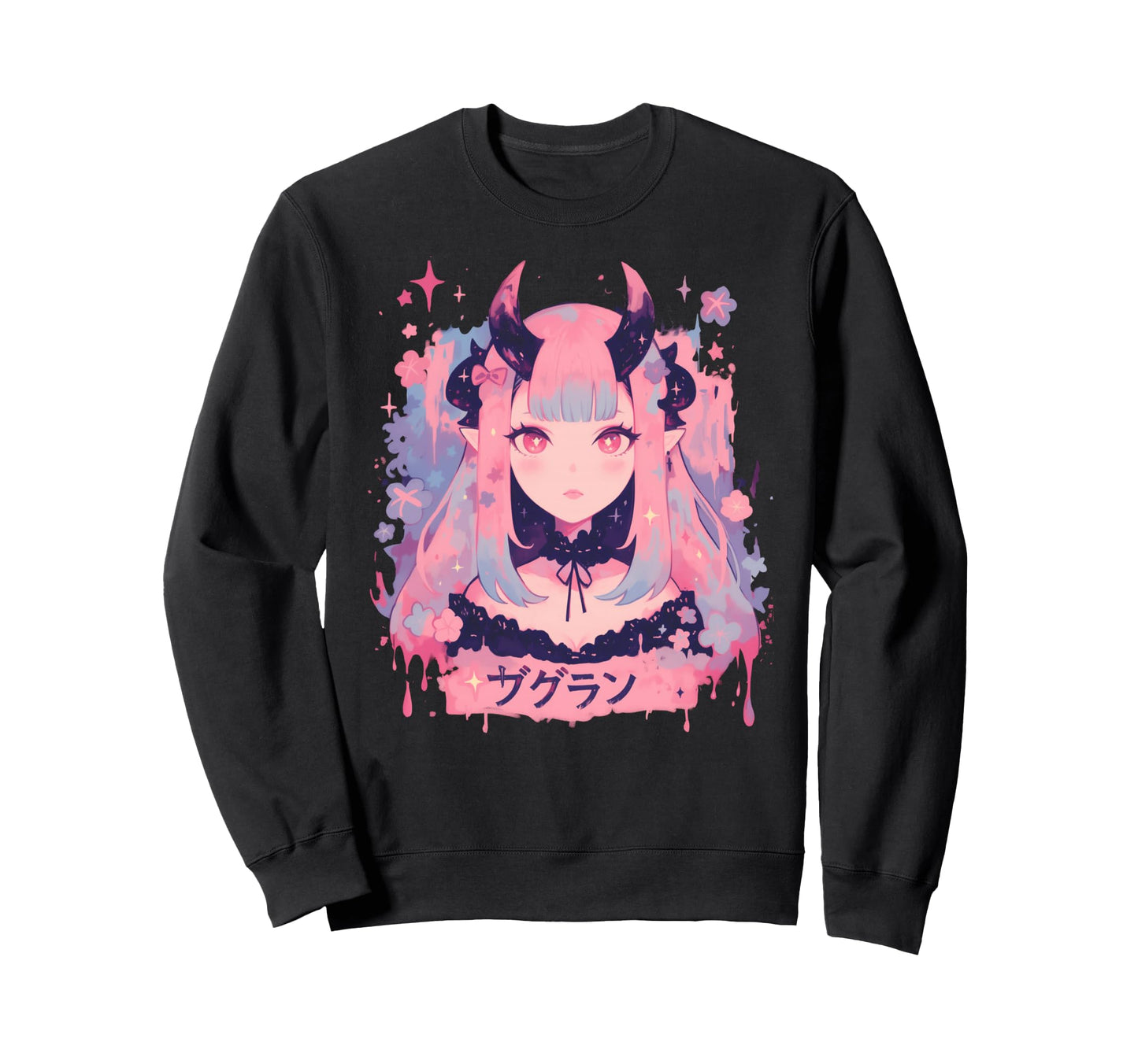Goth Grunge Demon Anime Waifu Sweatshirt - Novelty Apparel for Adults - T-Shirt, Sweatshirt, Hoodie