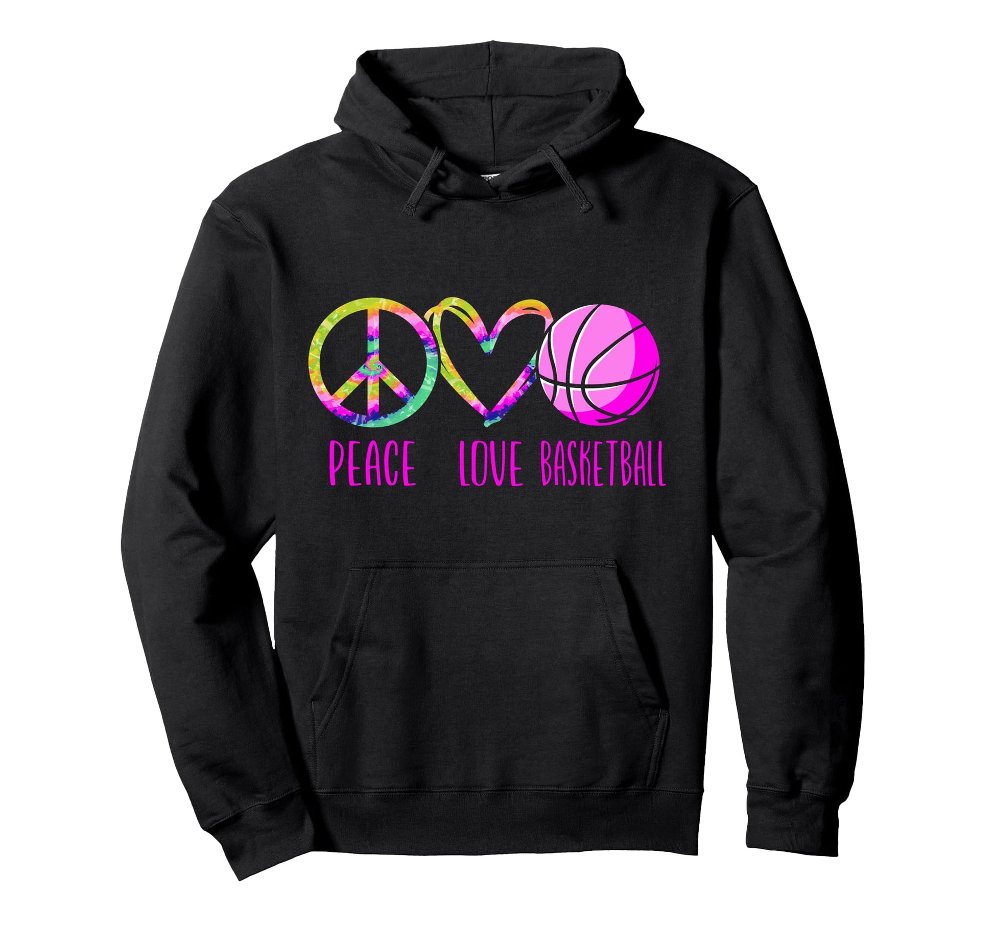 Basketball Bball Peace Love Basketball Hoodie - Unique Graphic Men Women - T-Shirt, Sweatshirt, Hoodie