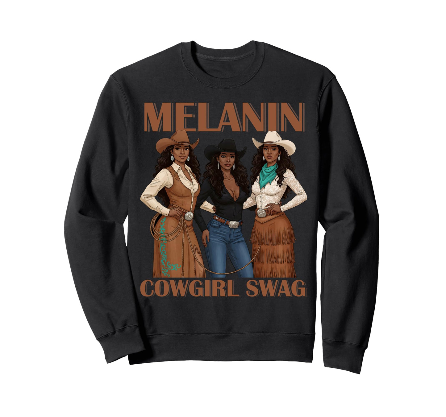 Lets Go Western Country Melanin Sweatshirt - Unique Graphic Men Women - T-Shirt, Sweatshirt, Hoodie