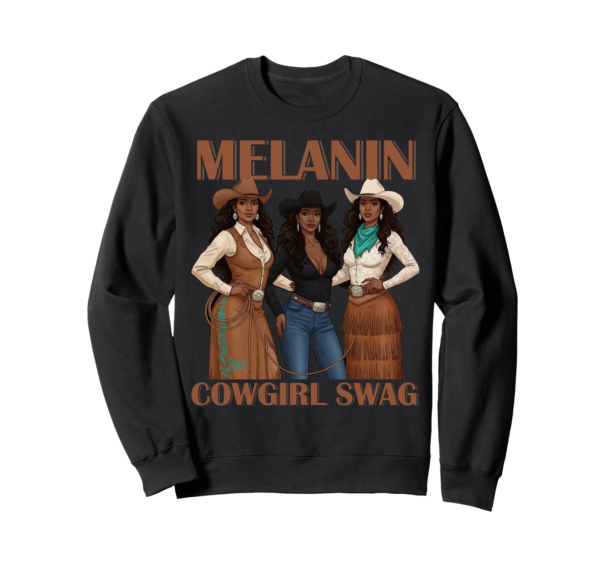 Lets Go Western Country Melanin Sweatshirt - Unique Graphic Men Women - T-Shirt, Sweatshirt, Hoodie