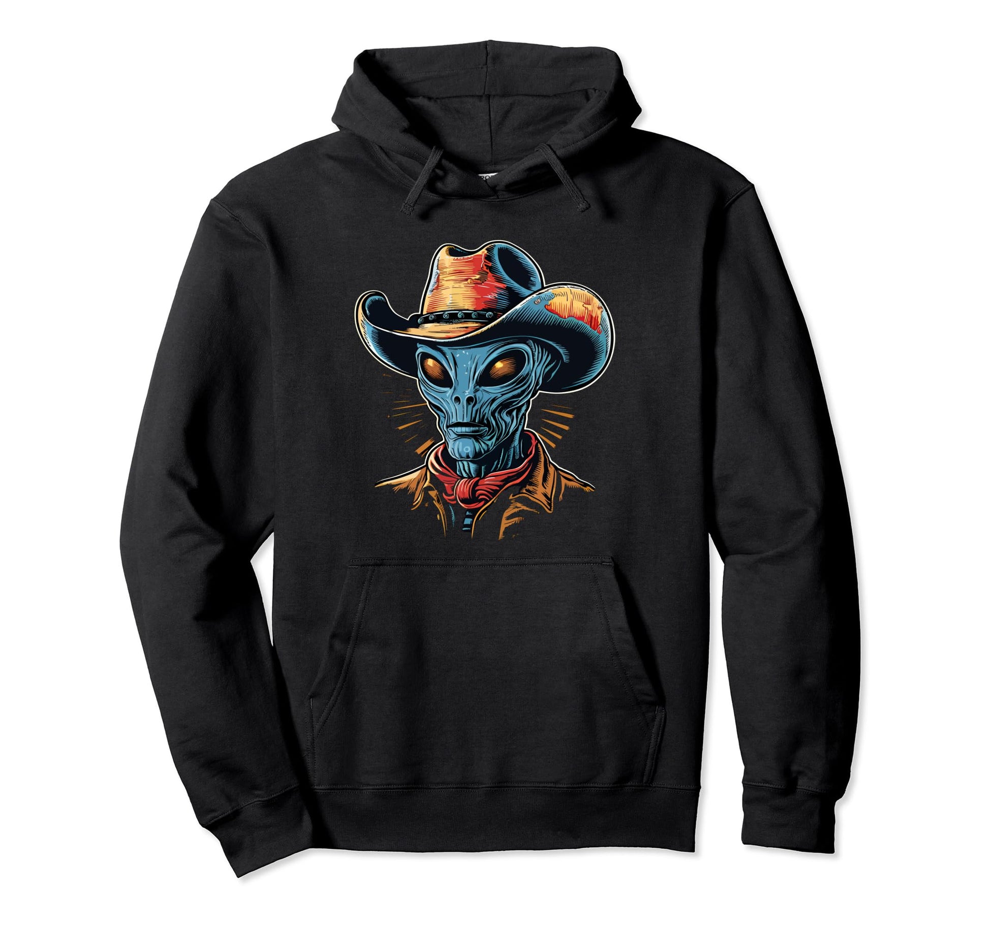 Alien Alien Cowboy Hat Hoodie - Streetwear Style Men Women - T-Shirt, Sweatshirt, Hoodie