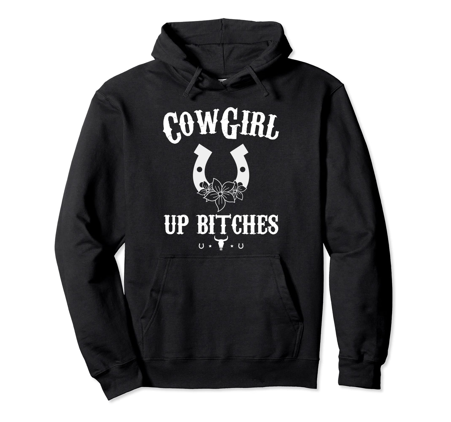 Western Cowgirl Yeehaw Hippie Boho Cow Hoodie - Minimalist Print Men Women - T-Shirt, Sweatshirt, Hoodie