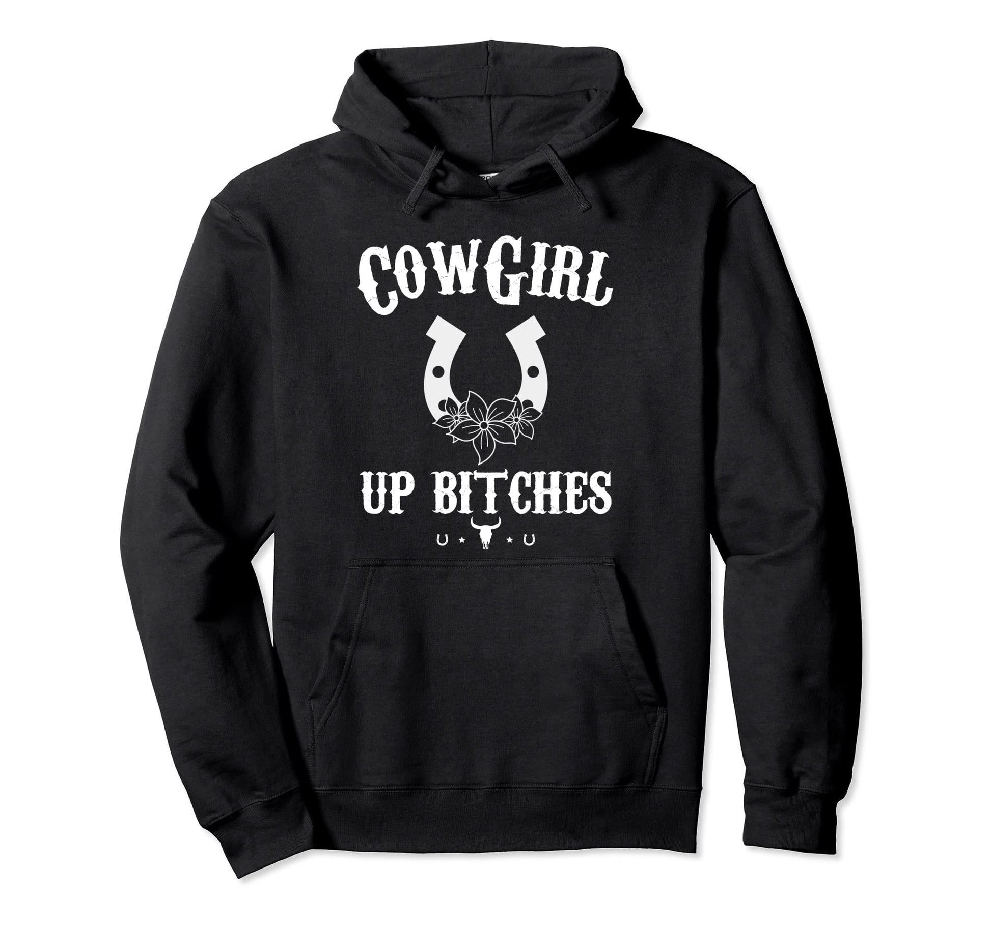 Western Cowgirl Yeehaw Hippie Boho Cow Hoodie - Minimalist Print Men Women - T-Shirt, Sweatshirt, Hoodie