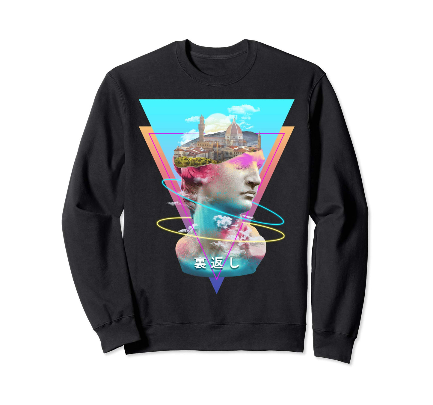 Vaporwave Statue David Bust Florence Sweatshirt - Minimalist Print Unisex - T-Shirt, Sweatshirt, Hoodie