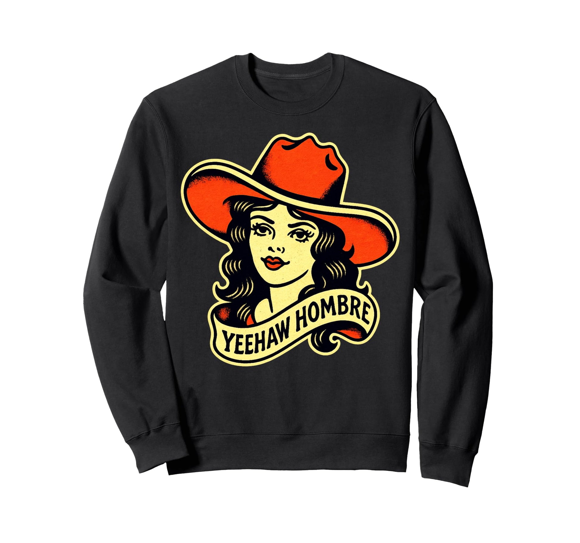 Yeehaw Hombre Cowgirl Tattoo Sweatshirt - Minimalist Print for Adults - T-Shirt, Sweatshirt, Hoodie