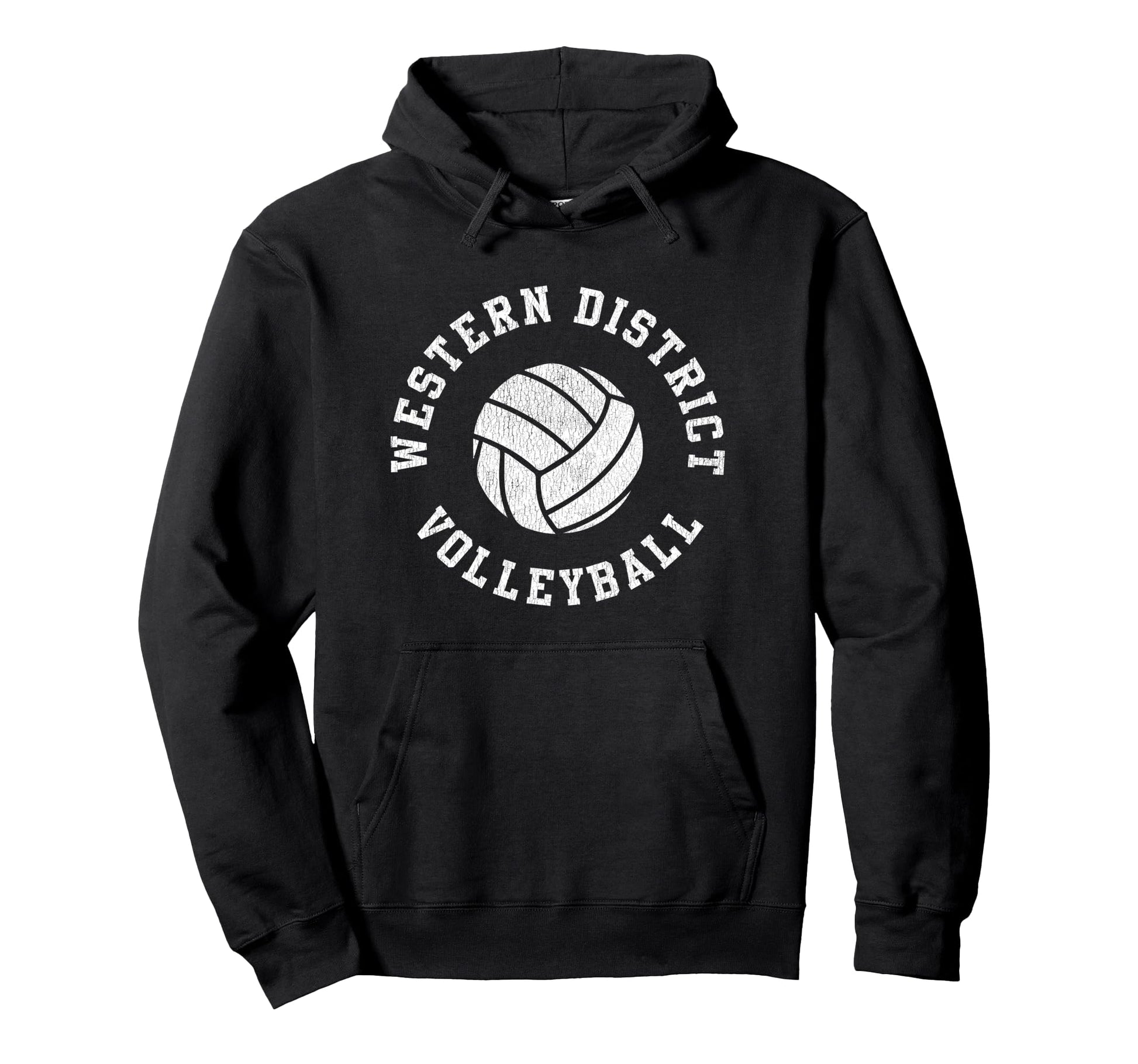 Western District Volleyball Distressed Hoodie - Fun Novelty Design Unisex - T-Shirt, Sweatshirt, Hoodie
