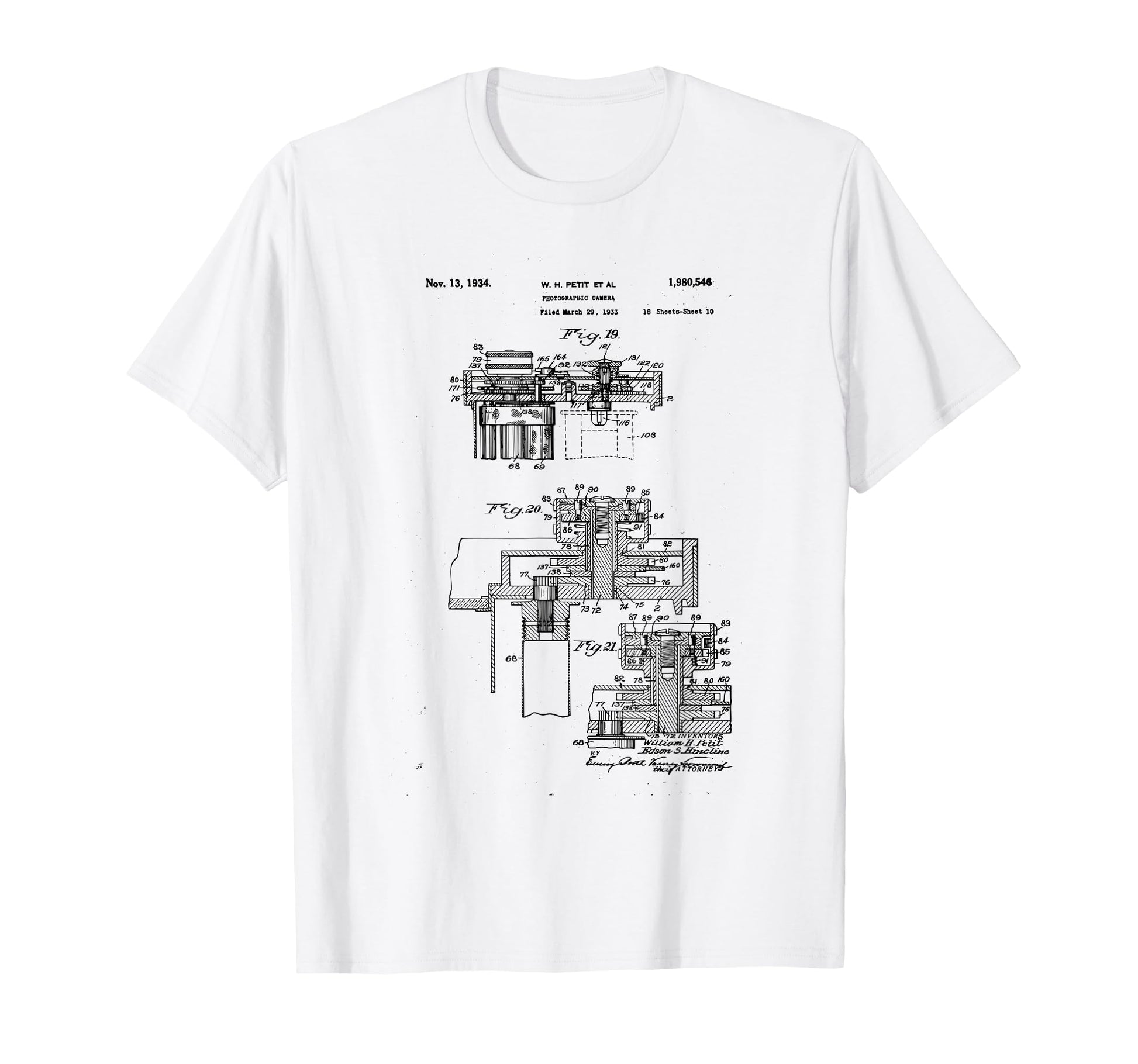 Camera Photographic Patent 1934 Drawing T-Shirt - Fun Novelty Design Unisex - T-Shirt, Sweatshirt, Hoodie
