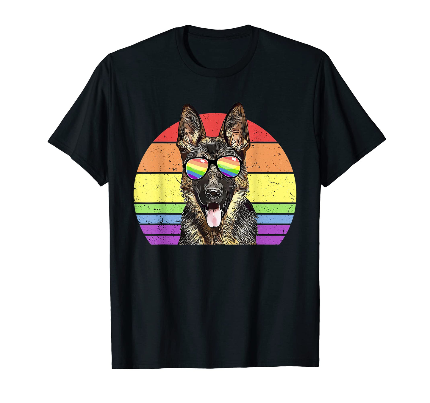 Lgbtq German Shepherd Dog Rainbow Love T-Shirt - Custom Art Print Unisex - T-Shirt, Sweatshirt, Hoodie