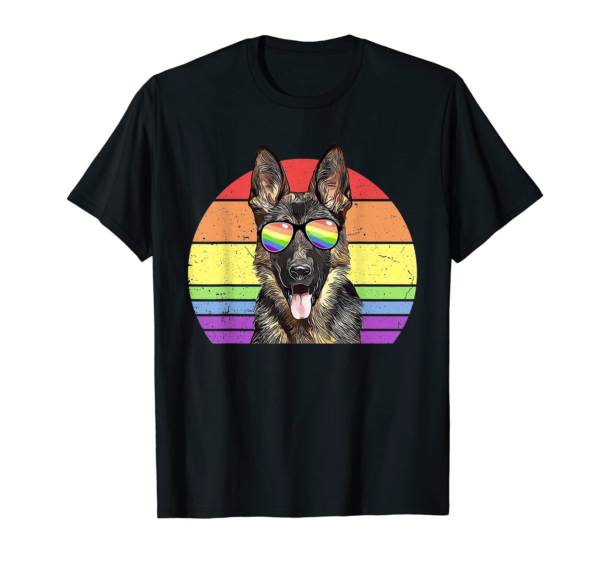 Lgbtq German Shepherd Dog Rainbow Love T-Shirt - Custom Art Print Unisex - T-Shirt, Sweatshirt, Hoodie