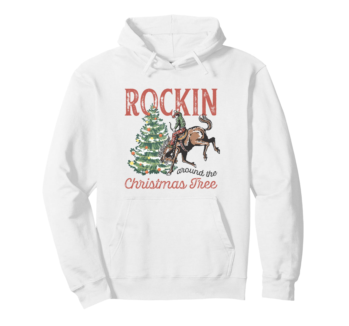 Rocking Around Tree Country Cowboy Hoodie - Aesthetic Graphic Unisex - T-Shirt, Sweatshirt, Hoodie