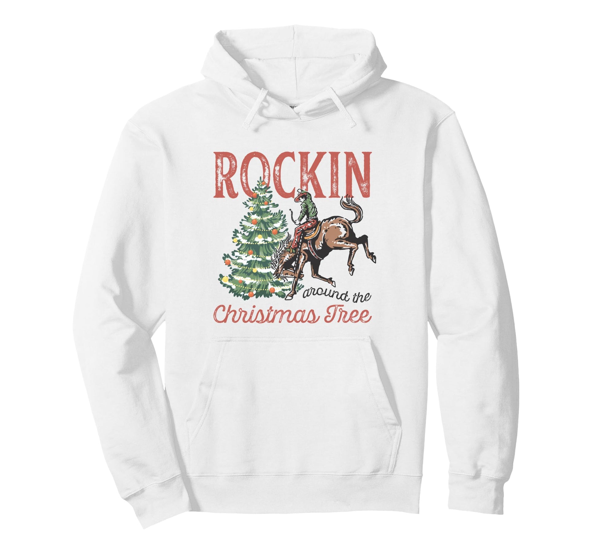 Rocking Around Tree Country Cowboy Hoodie - Aesthetic Graphic Unisex - T-Shirt, Sweatshirt, Hoodie