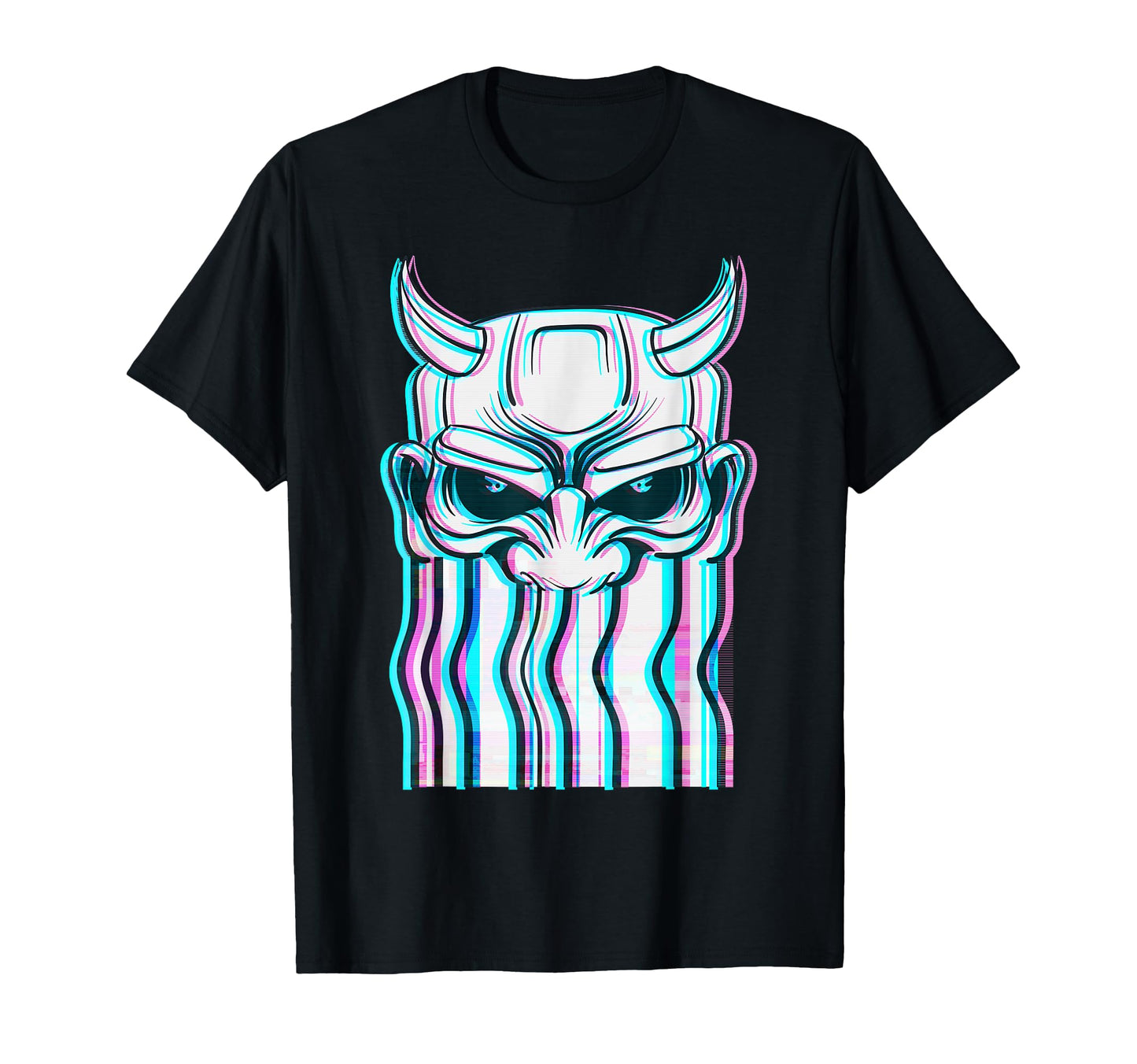 Vaporwave Japanese Oni Demon Mask T-Shirt - Trendy Graphic for Adults - T-Shirt, Sweatshirt, Hoodie
