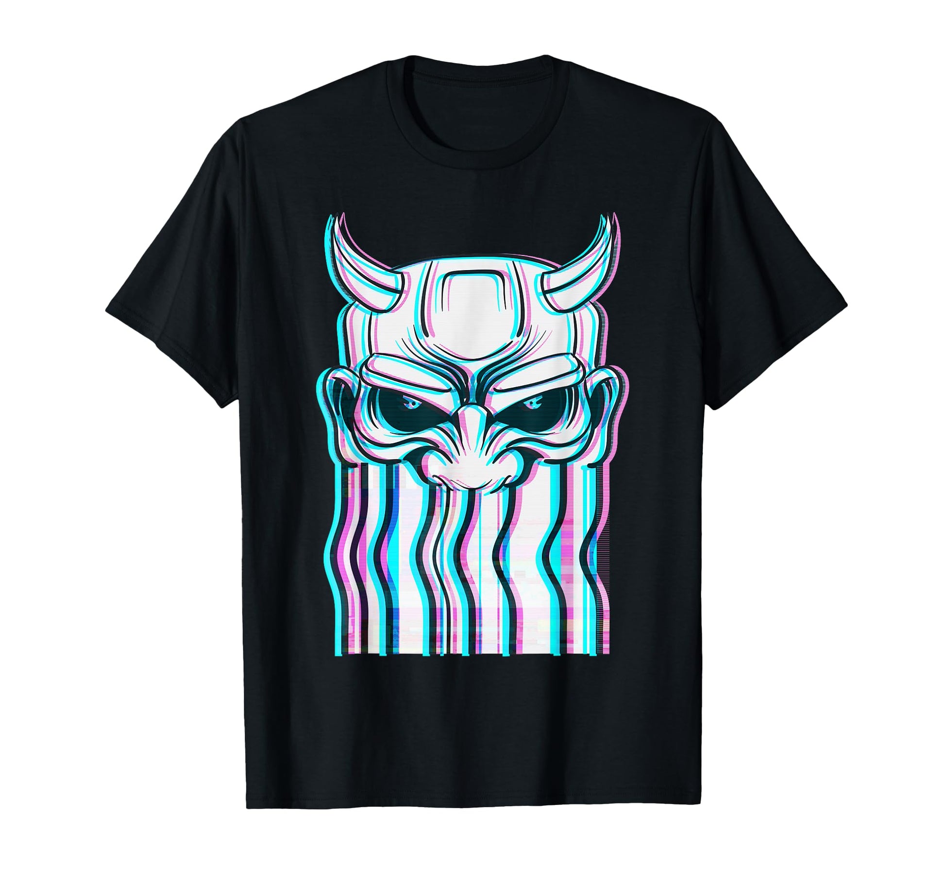 Vaporwave Japanese Oni Demon Mask T-Shirt - Trendy Graphic for Adults - T-Shirt, Sweatshirt, Hoodie