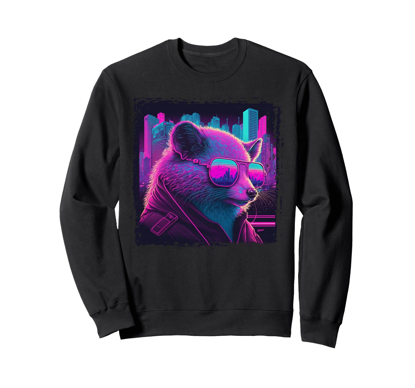 Japanese Aesthetic Synthwave Opossum Sweatshirt - Novelty Apparel Unisex - T-Shirt, Sweatshirt, Hoodie