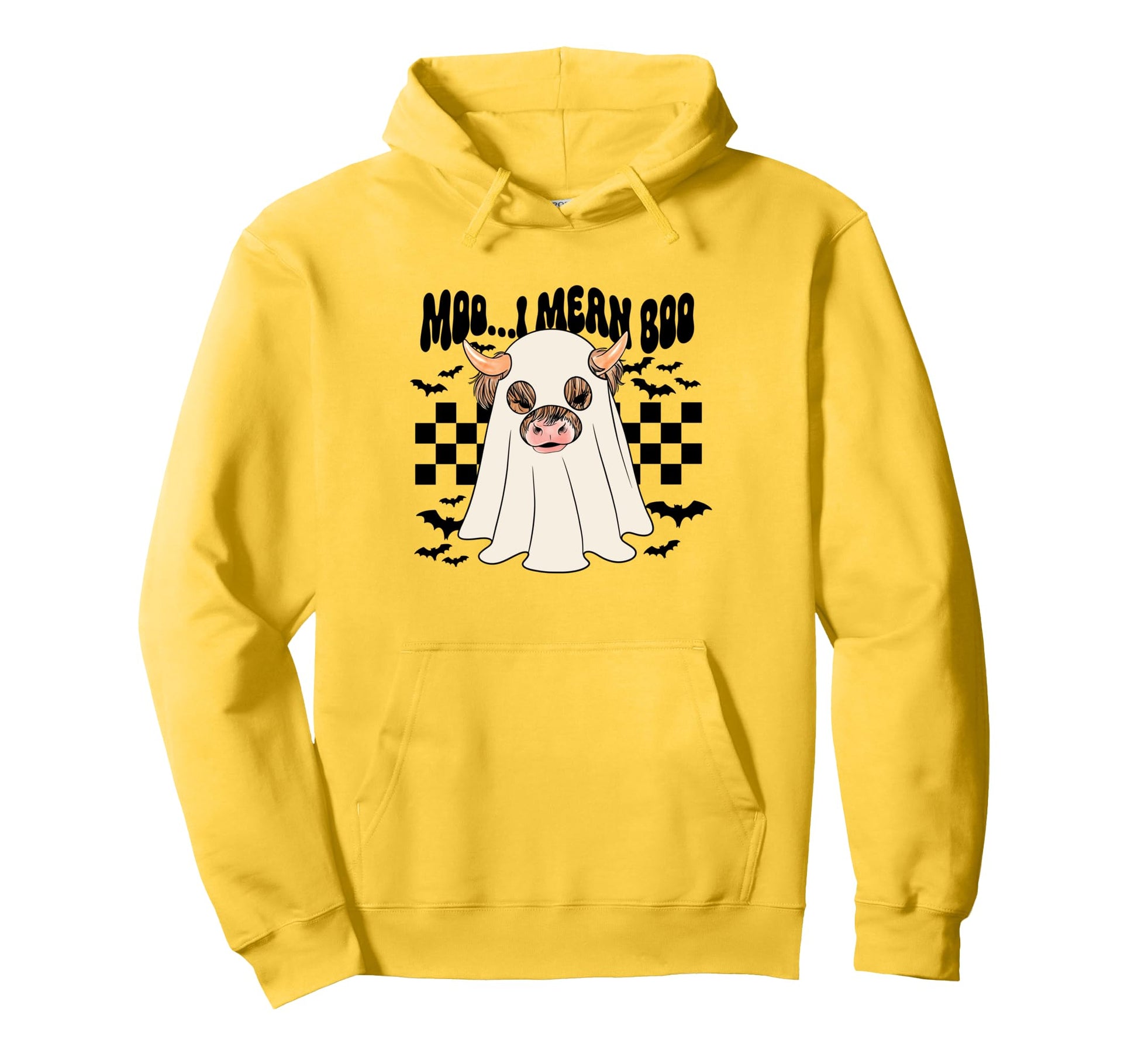 Moo I Mean Boo Halloween Western Hoodie - Custom Art Print for Adults - T-Shirt, Sweatshirt, Hoodie