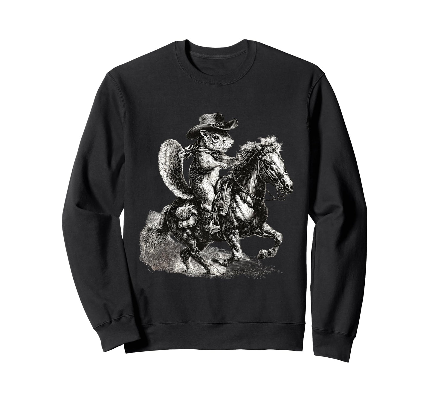 Country Cowboy Squirrel Rodeo Sweatshirt - Fun Novelty Design for Adults - T-Shirt, Sweatshirt, Hoodie