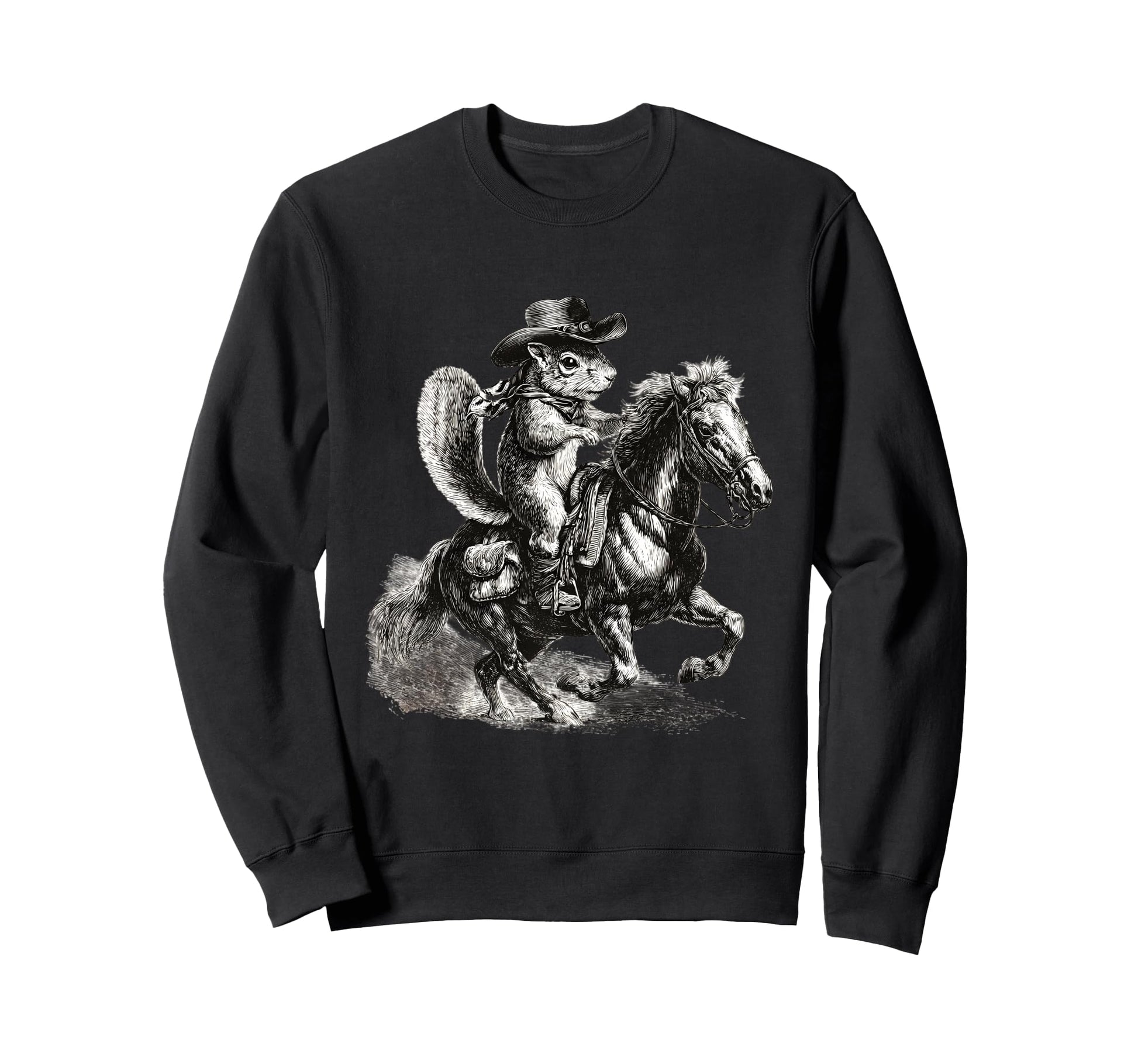 Country Cowboy Squirrel Rodeo Sweatshirt - Fun Novelty Design for Adults - T-Shirt, Sweatshirt, Hoodie