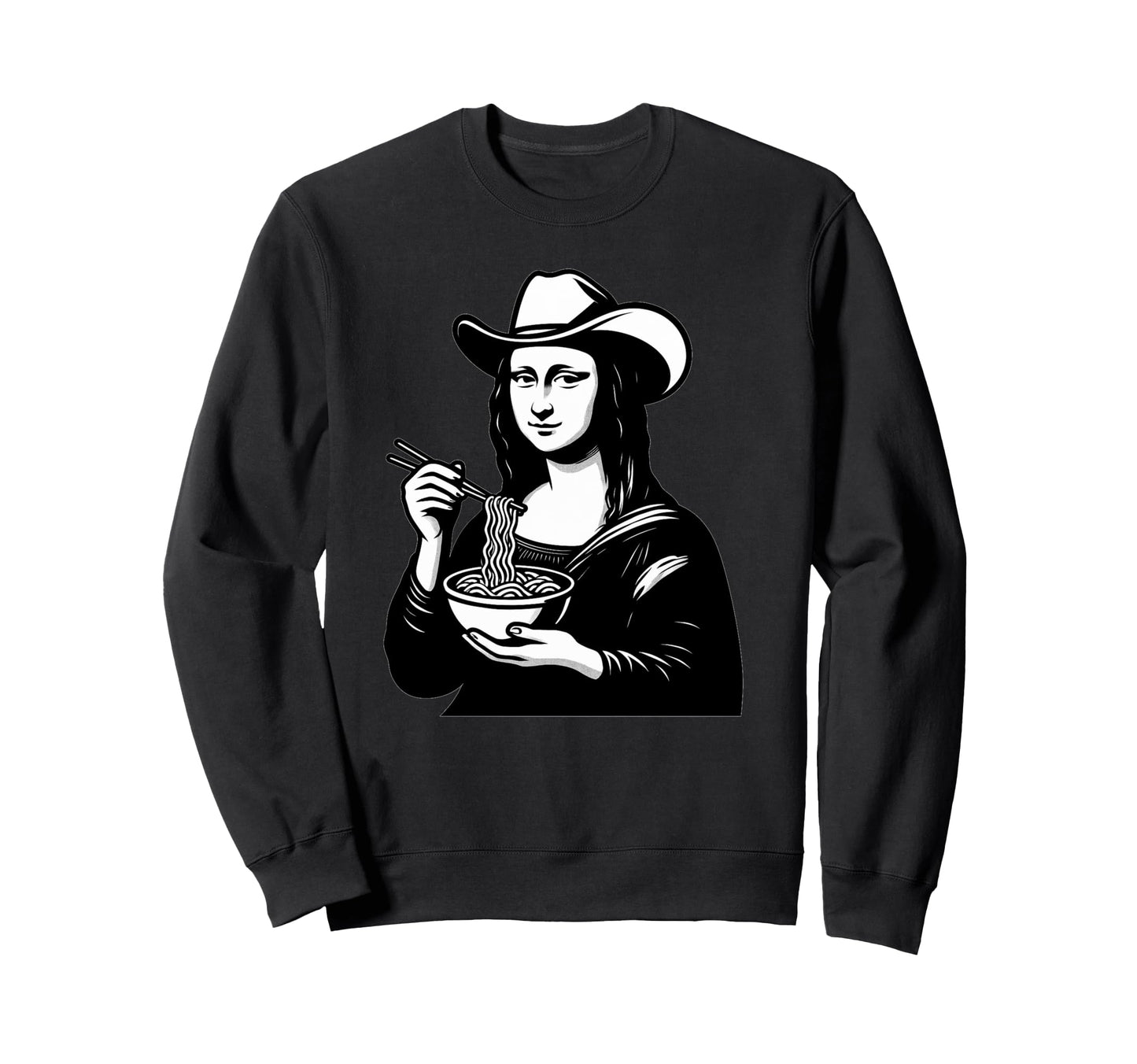 Mona Lisa Eating Ramen Japanese Sweatshirt - Trendy Graphic Men Women - T-Shirt, Sweatshirt, Hoodie