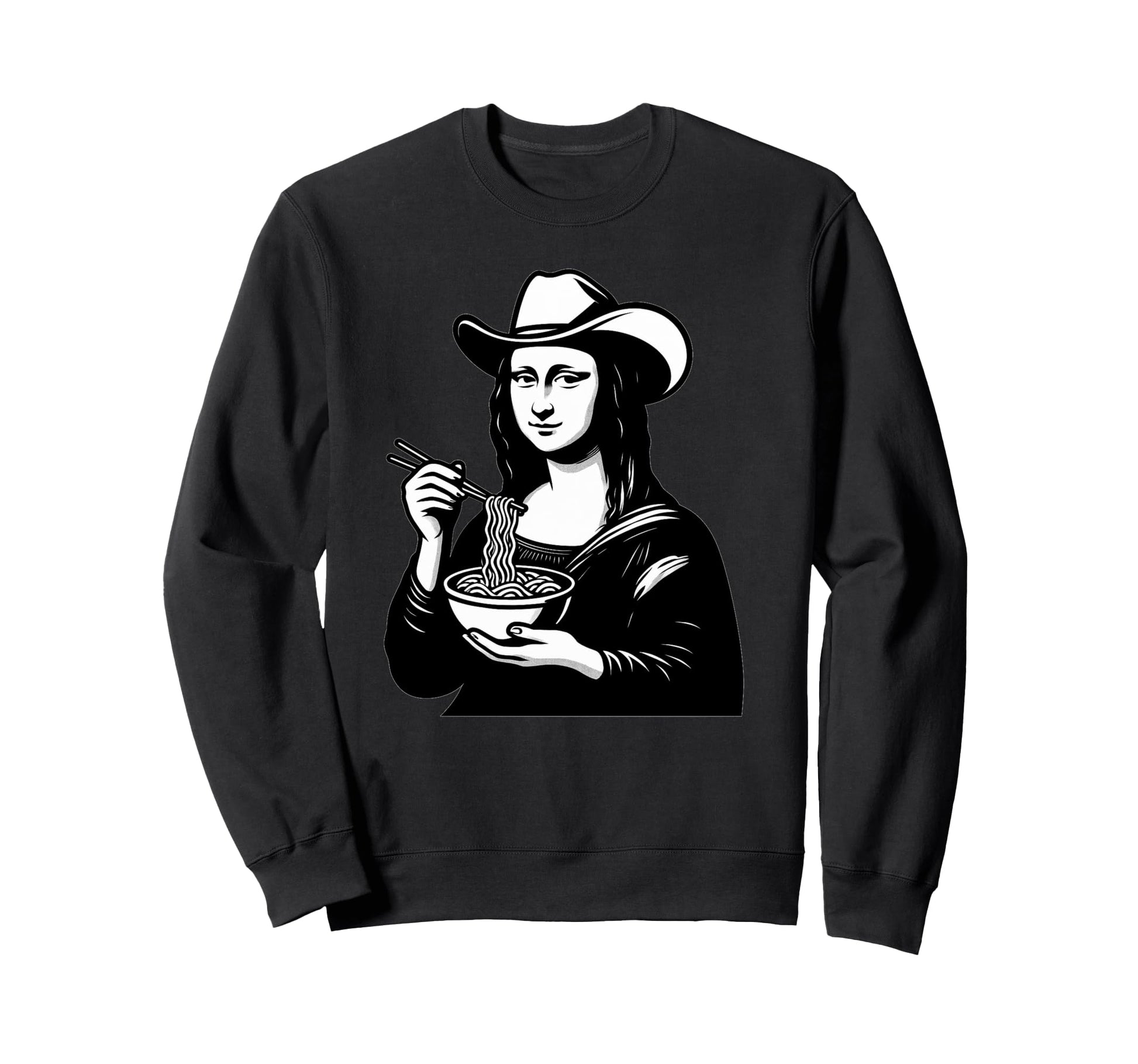 Mona Lisa Eating Ramen Japanese Sweatshirt - Trendy Graphic Men Women - T-Shirt, Sweatshirt, Hoodie
