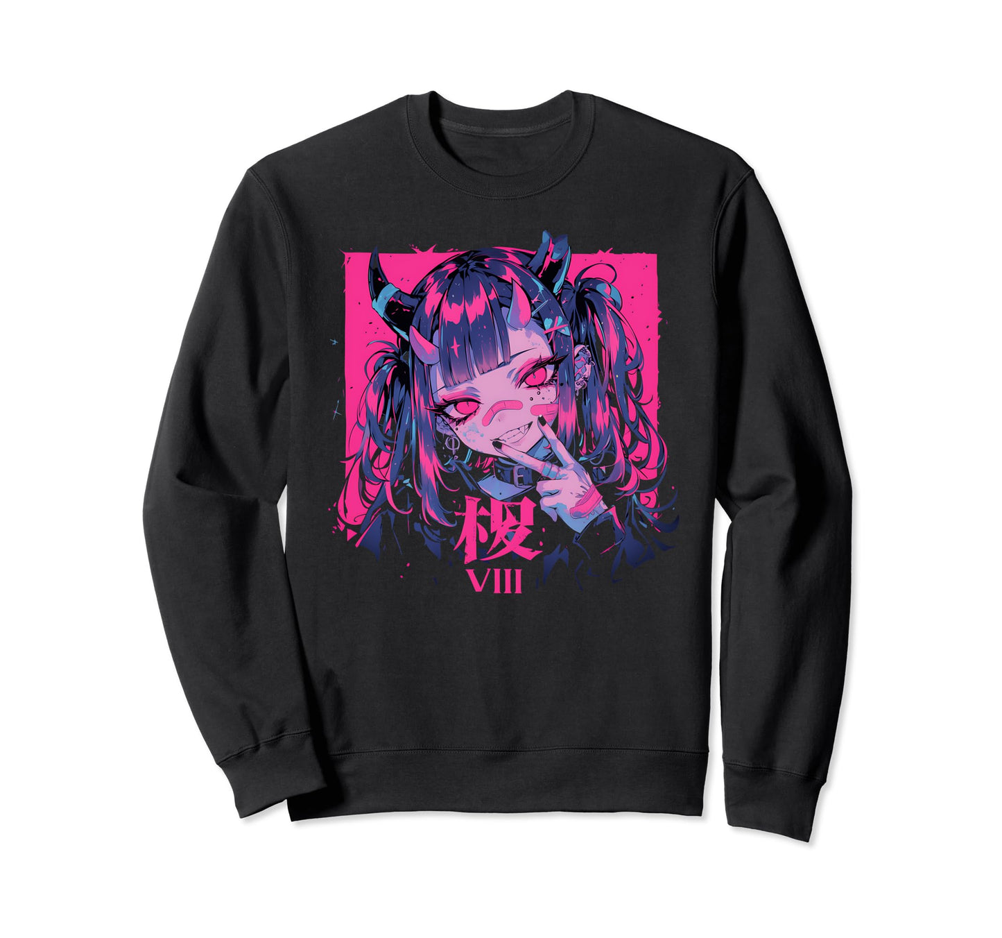 Goth Grunge Demon Anime Waifu Horror Sweatshirt - Trendy Graphic Unisex - T-Shirt, Sweatshirt, Hoodie