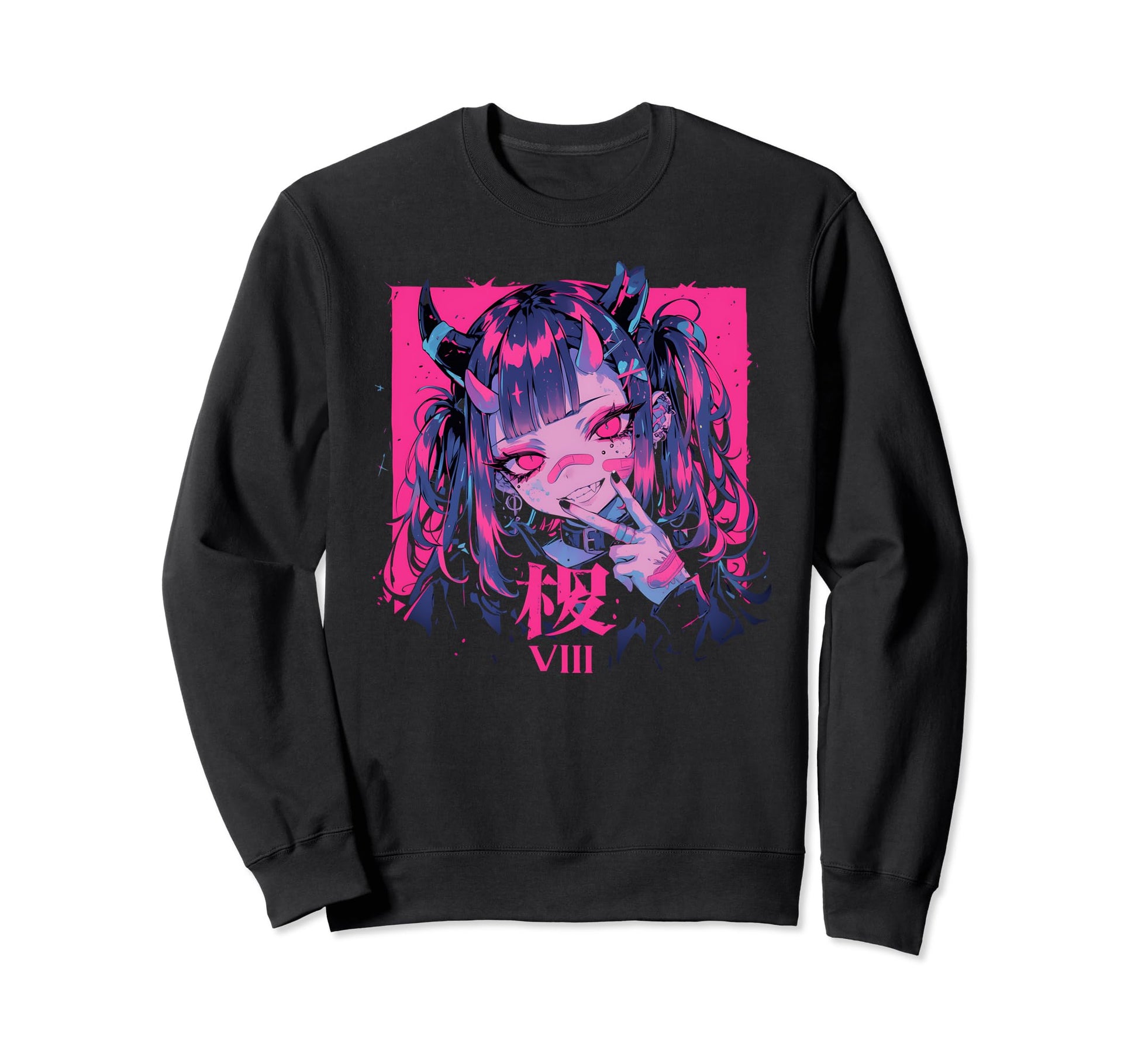 Goth Grunge Demon Anime Waifu Horror Sweatshirt - Trendy Graphic Unisex - T-Shirt, Sweatshirt, Hoodie