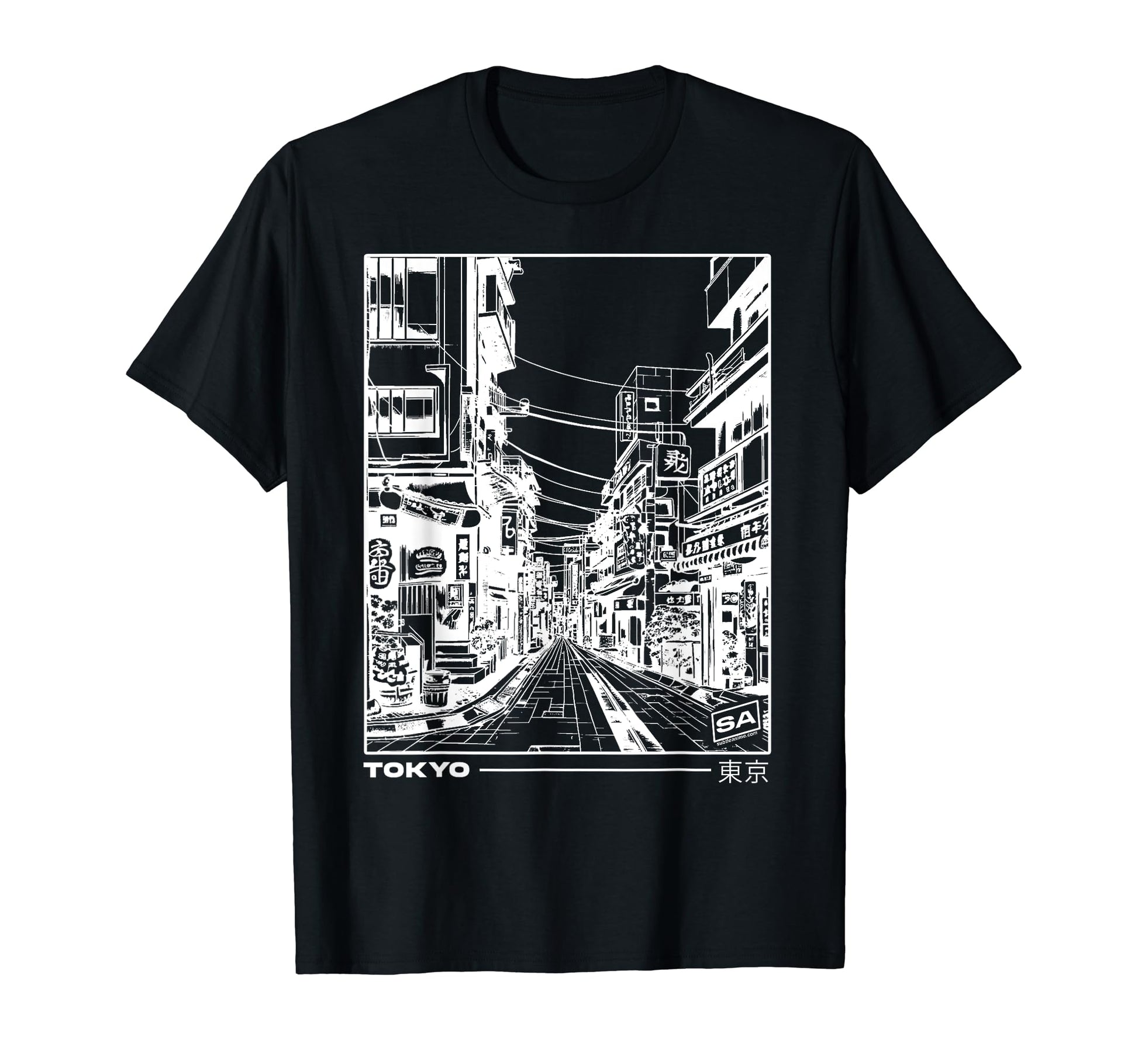 Japan Streets Tokyo Minimal T-Shirt - Fun Novelty Design for Adults - T-Shirt, Sweatshirt, Hoodie
