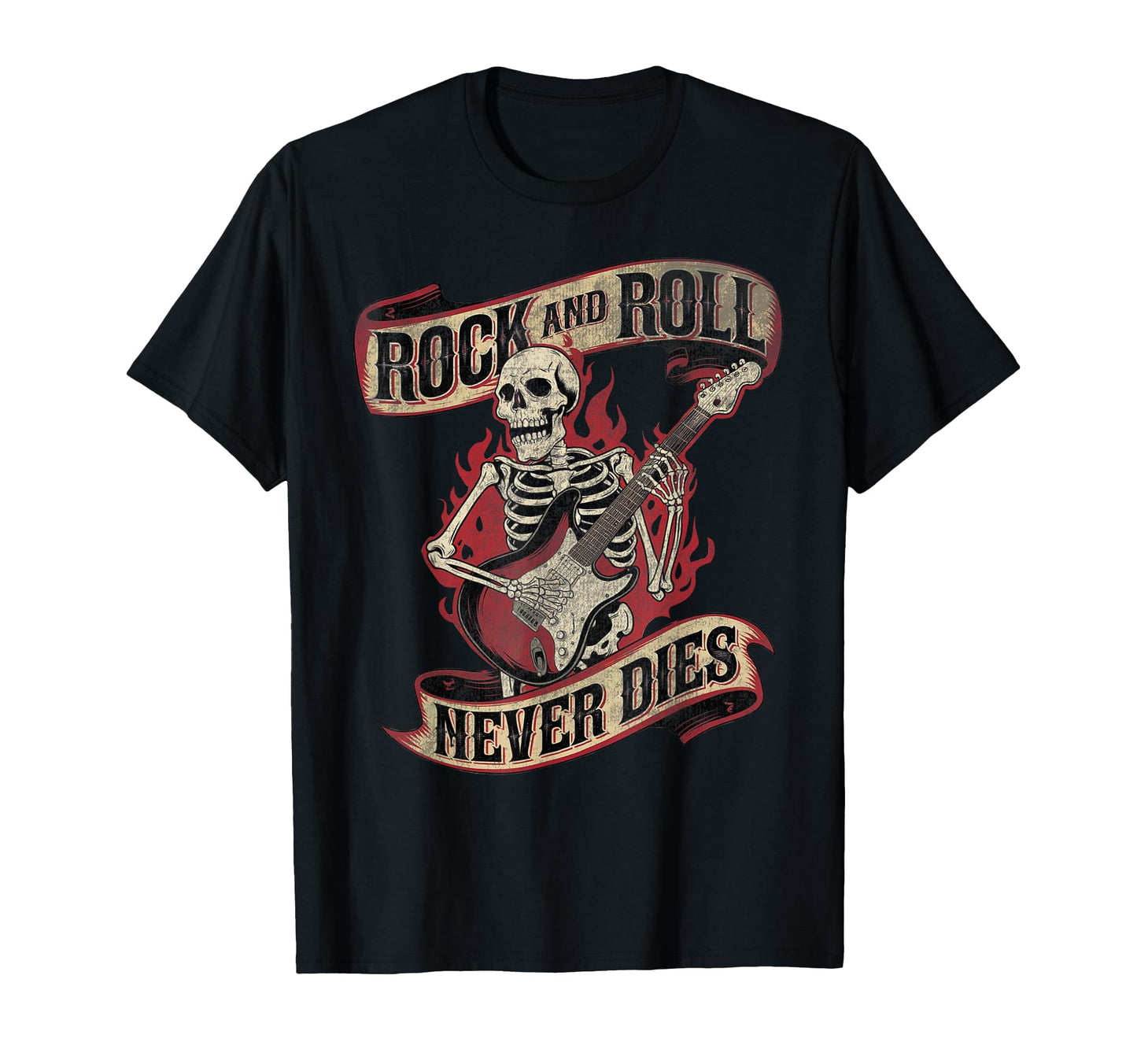Rock And Roll Never Dies Skeleton T-Shirt - Casual Everyday Wear Unisex - T-Shirt, Sweatshirt, Hoodie