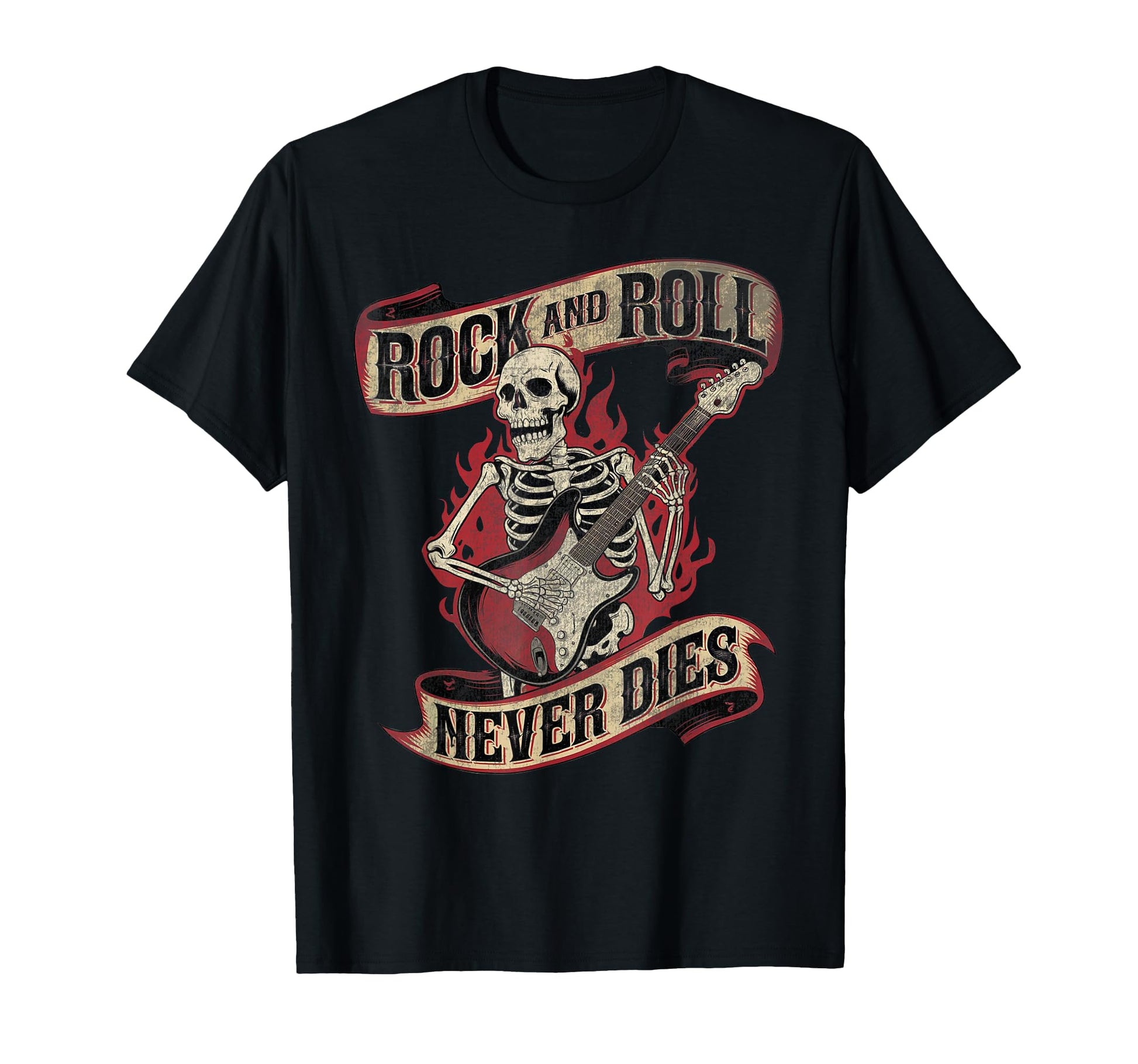 Rock And Roll Never Dies Skeleton T-Shirt - Casual Everyday Wear Unisex - T-Shirt, Sweatshirt, Hoodie